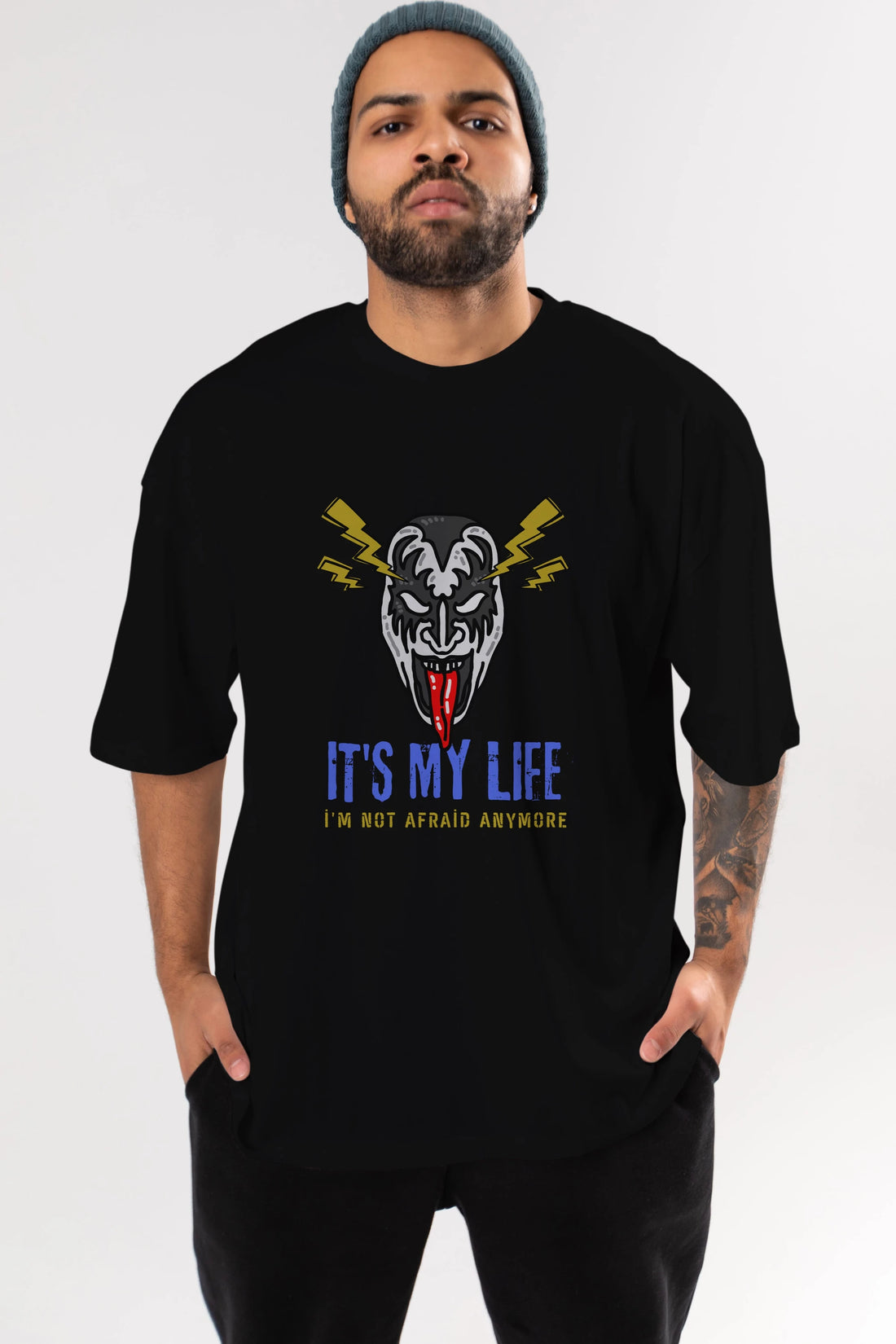 Its My Life Yazılı Ön Baskılı Oversize t-shirt Erkek Kadın Unisex