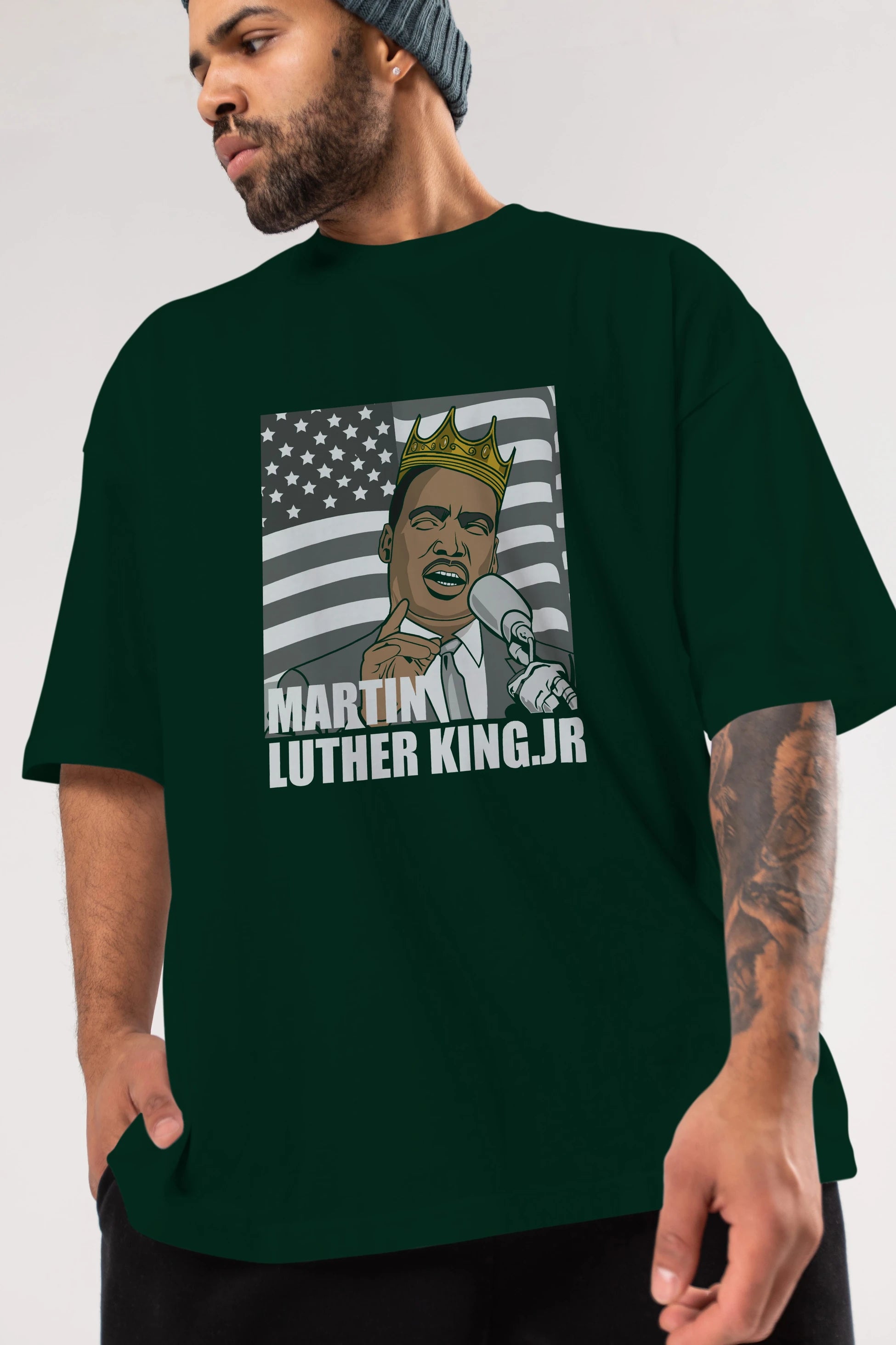 Luther King Ön Baskılı Oversize t-shirt Erkek Kadın Unisex %100 Pamuk tişort