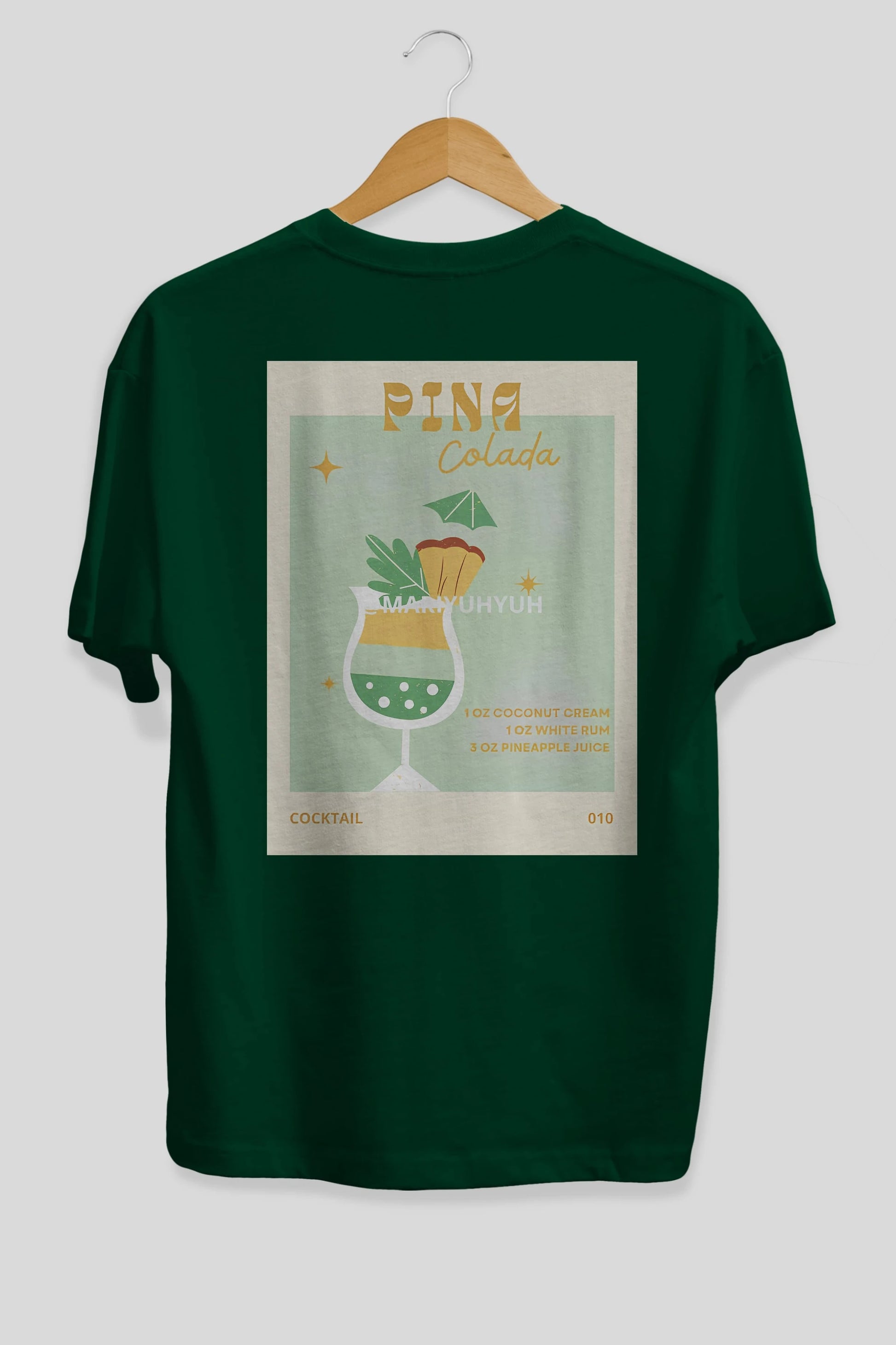 Pina Colada Arka Baskılı Oversize t-shirt Erkek Kadın Unisex %100 Pamuk Bisiklet Yaka tişort