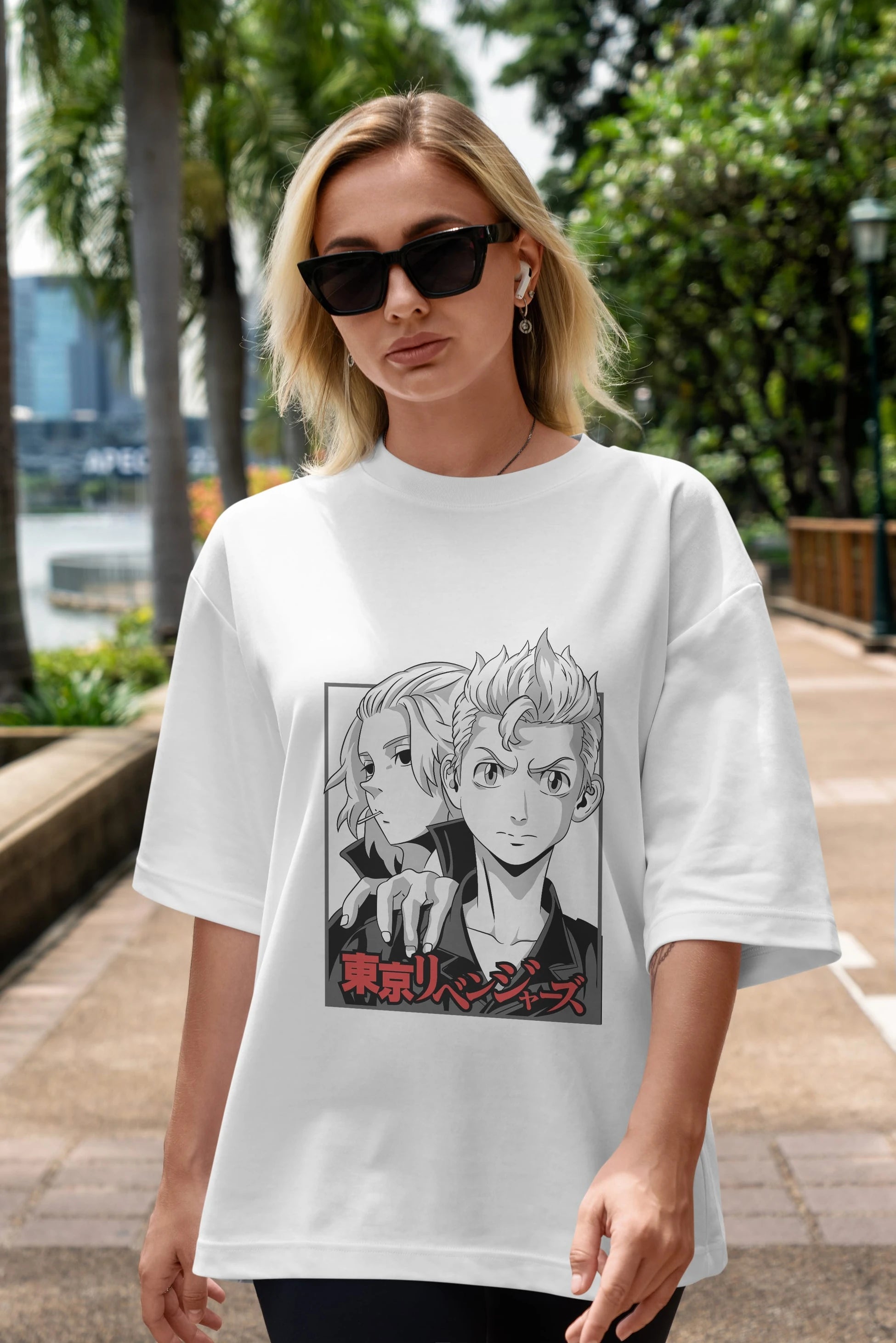 TOKYO REVENGERS Anime Ön Baskılı Oversize t-shirt %100 pamuk Erkek Kadın Unisex