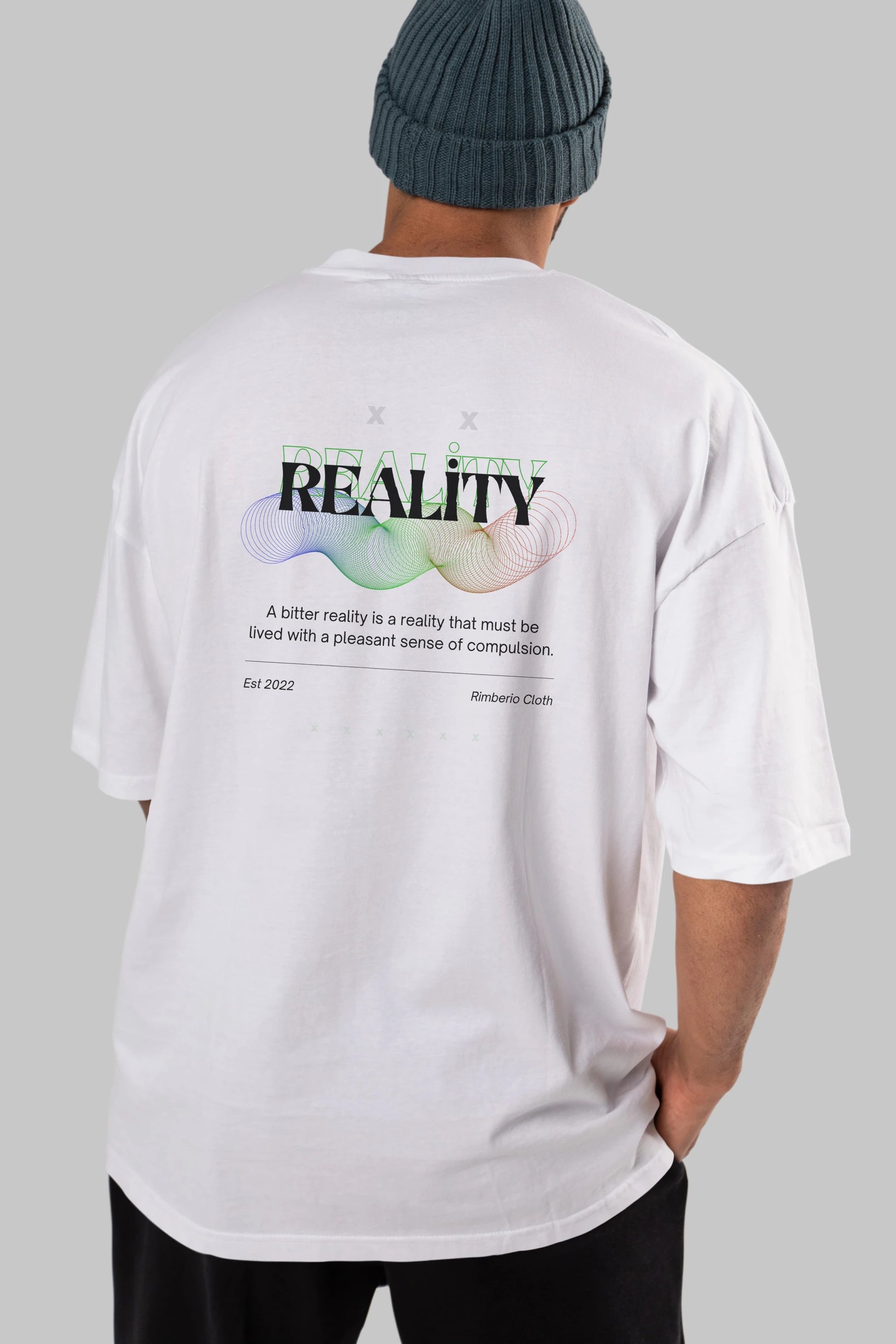 Reality 2 Arka Baskılı Oversize t-shirt Erkek Kadın Unisex