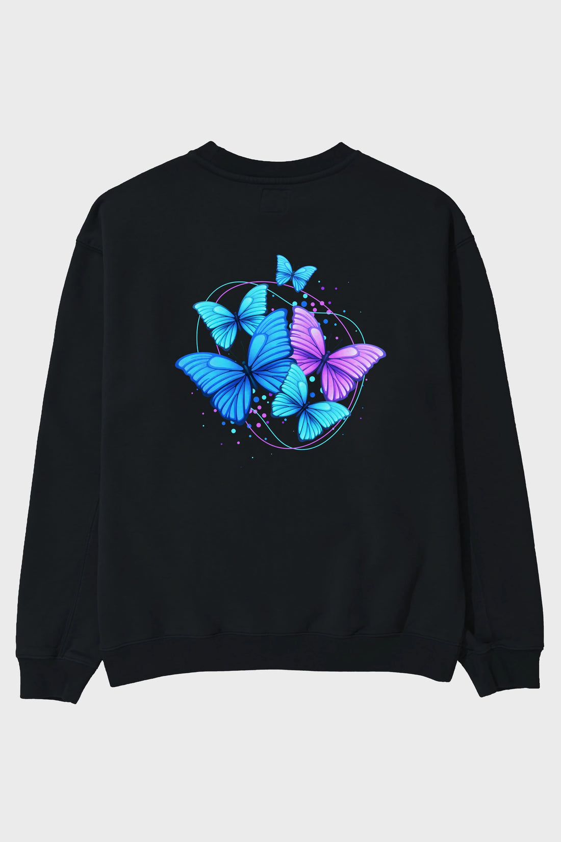 Kelebek Arka Baskılı Oversize Sweatshirt Erkek Kadın Unisex
