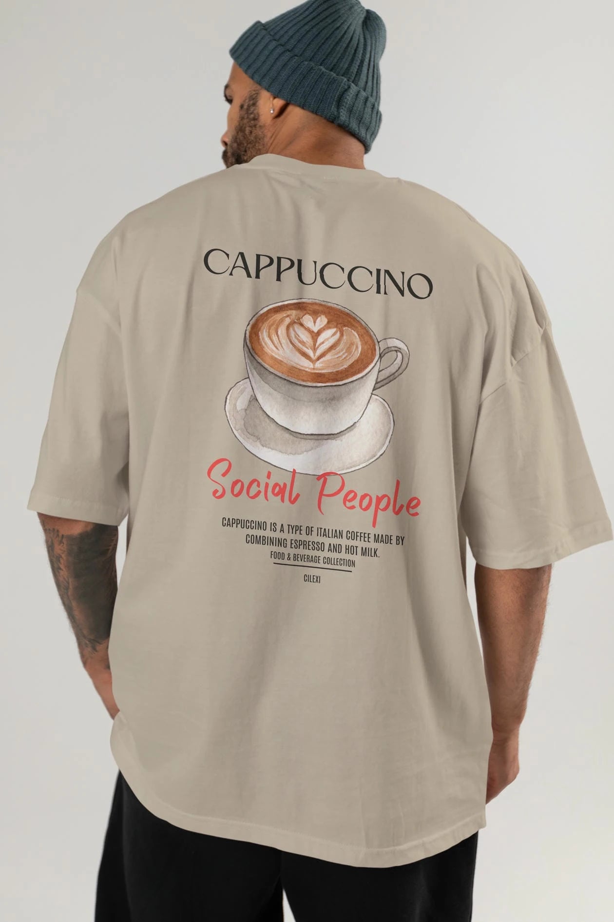 Cappuccino Kokteyl Serisi Baskılı Oversize t-shirt Erkek Kadın Unisex %100 Pamuk Bisiklet Yaka tişort