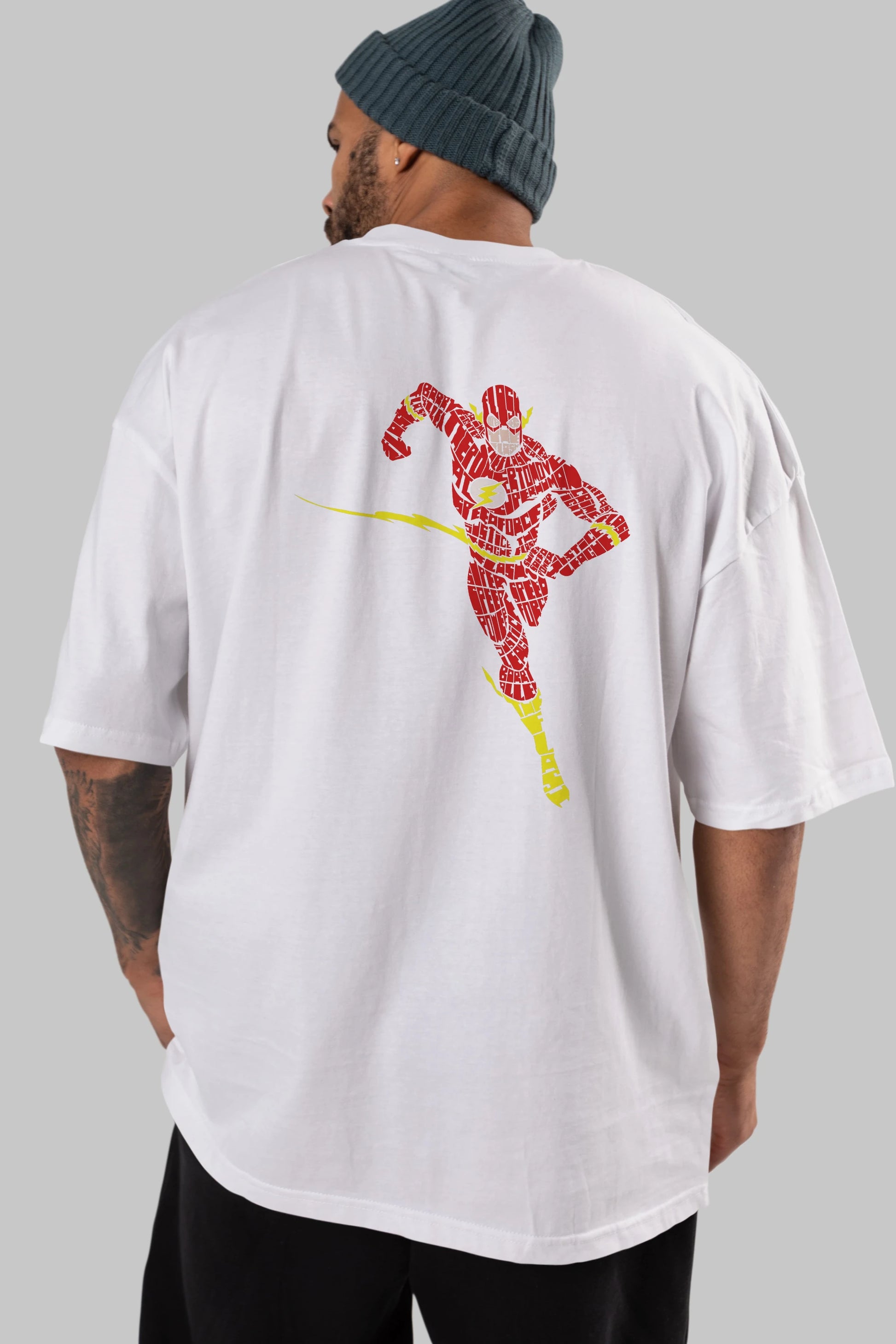 The Flash Arka Baskılı Oversize t-shirt %100 pamuk Erkek Kadın Unisex