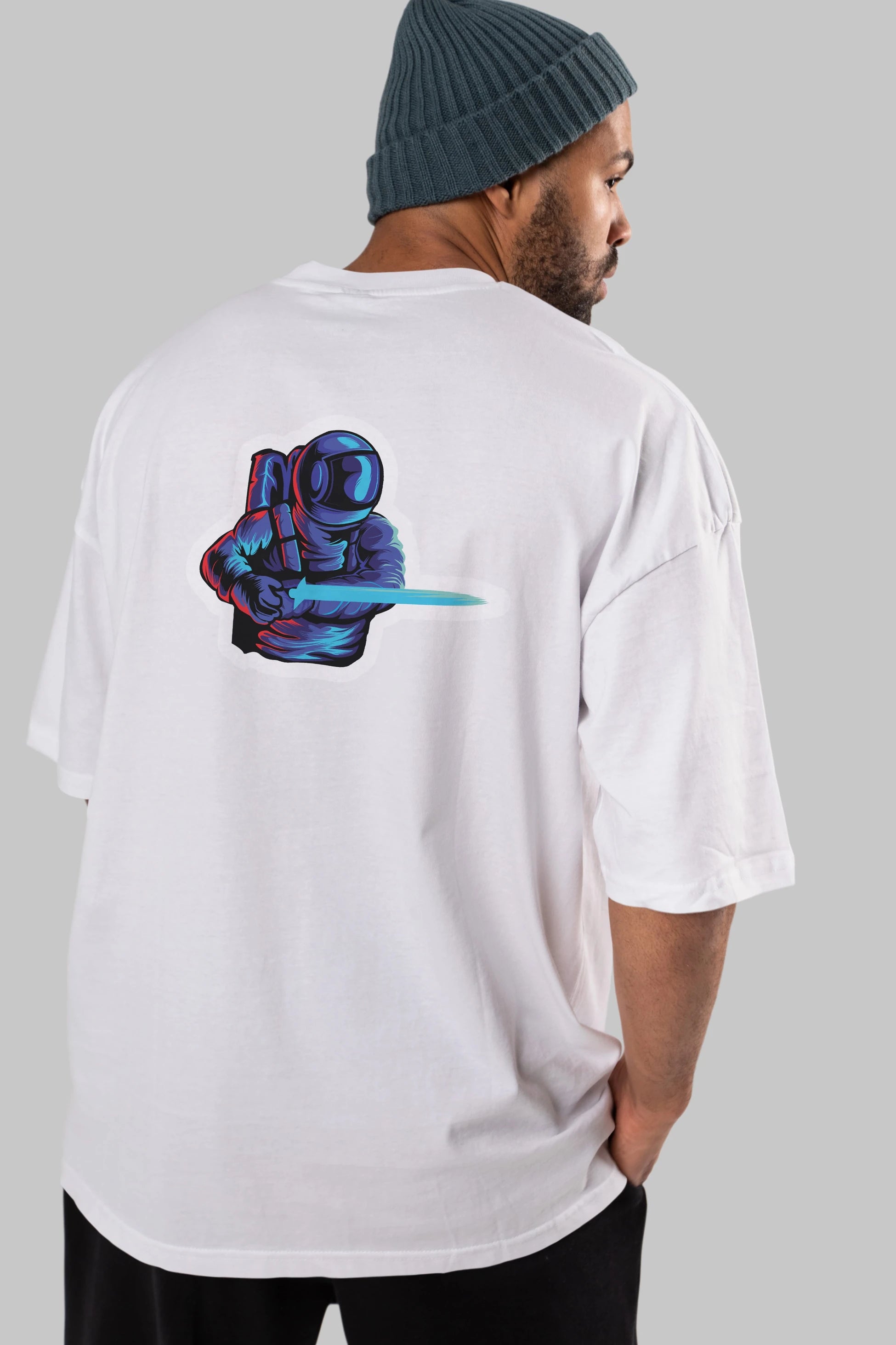 Astro Knight Sticker Arka Baskılı Oversize t-shirt Erkek Kadın Unisex