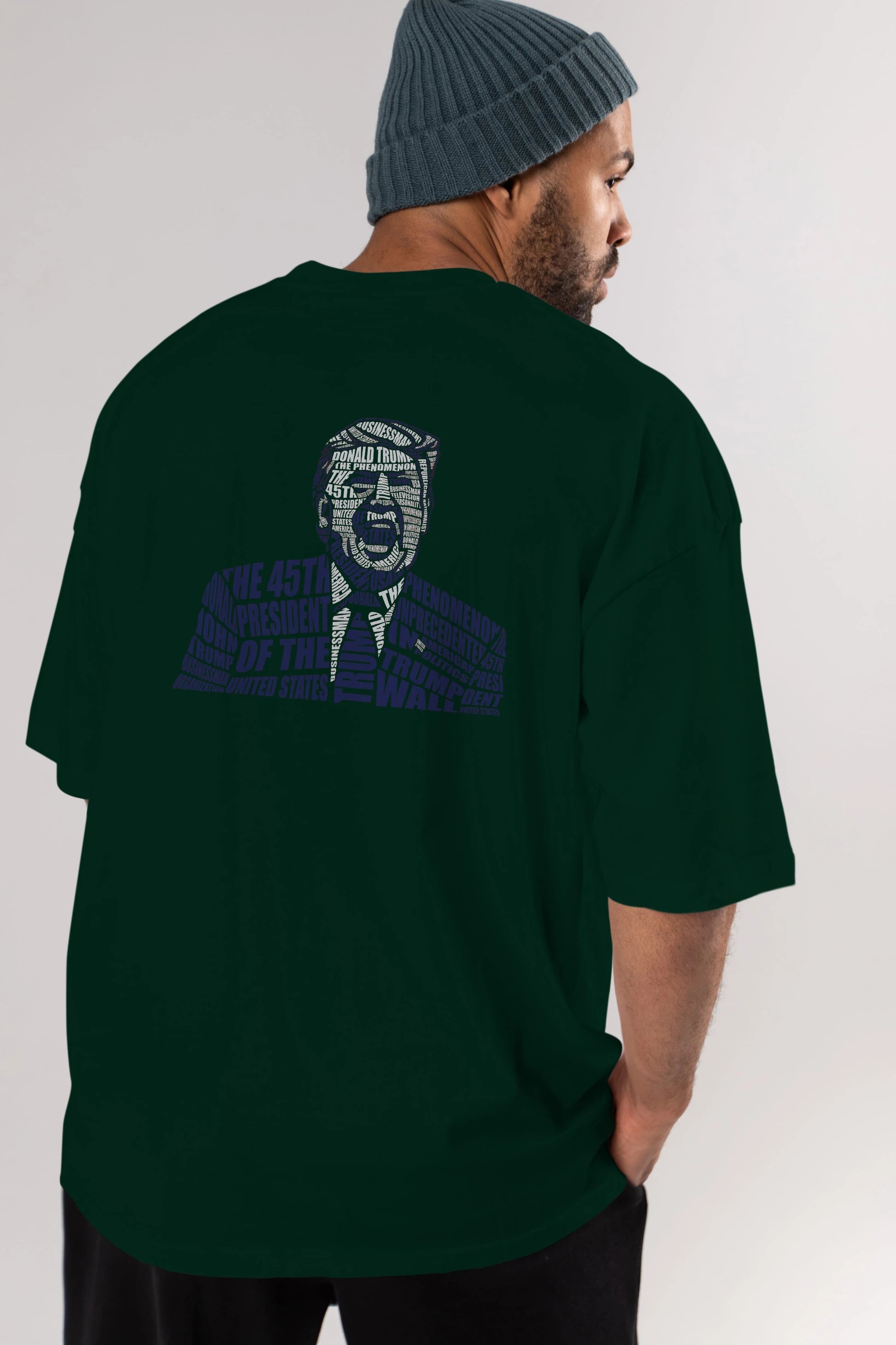 Trump Calligram Arka Baskılı Oversize t-shirt %100 pamuk Erkek Kadın Unisex