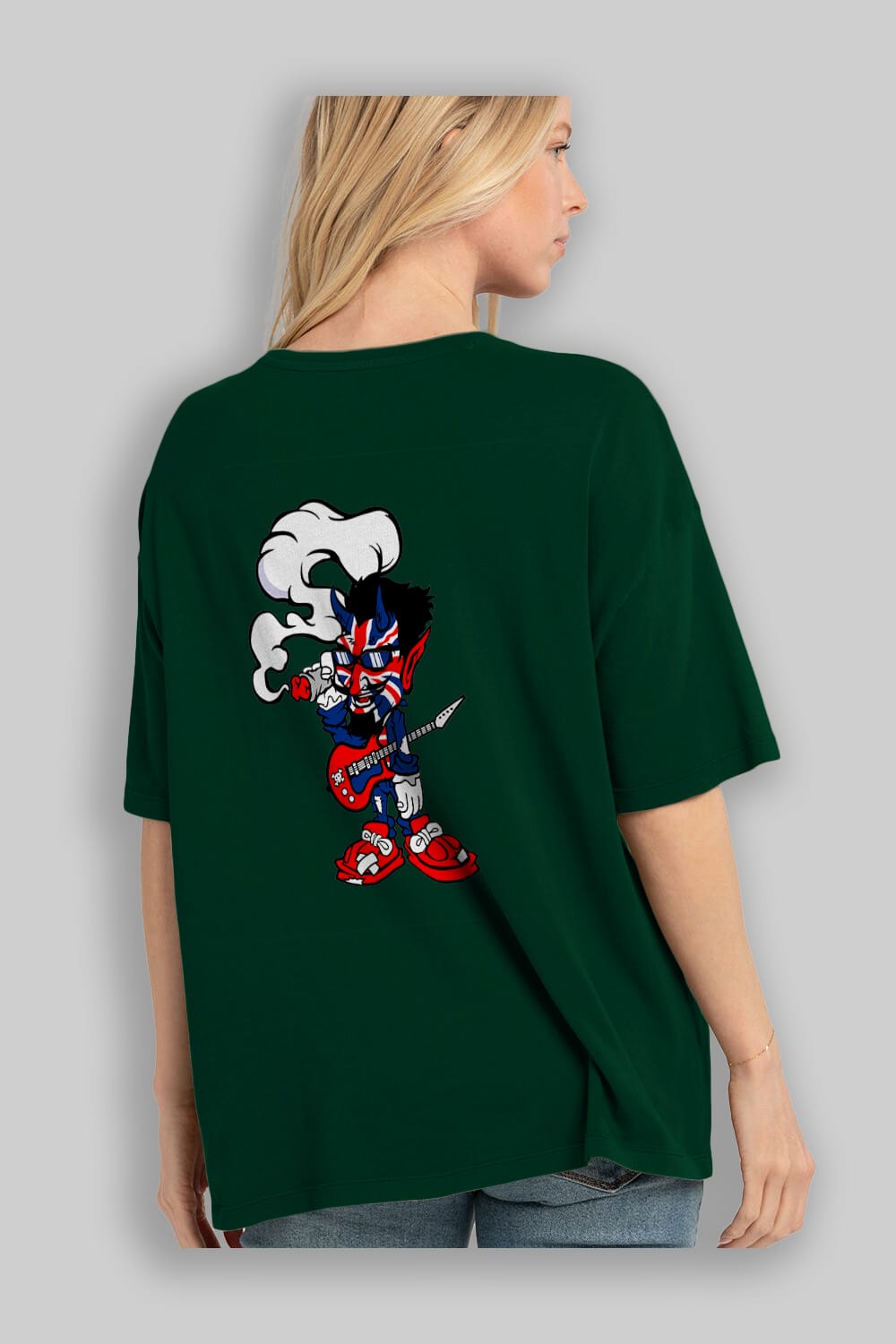 Uk Devil Rockstar Arka Baskılı Oversize t-shirt Erkek Kadın Unisex %100 Pamuk tişort