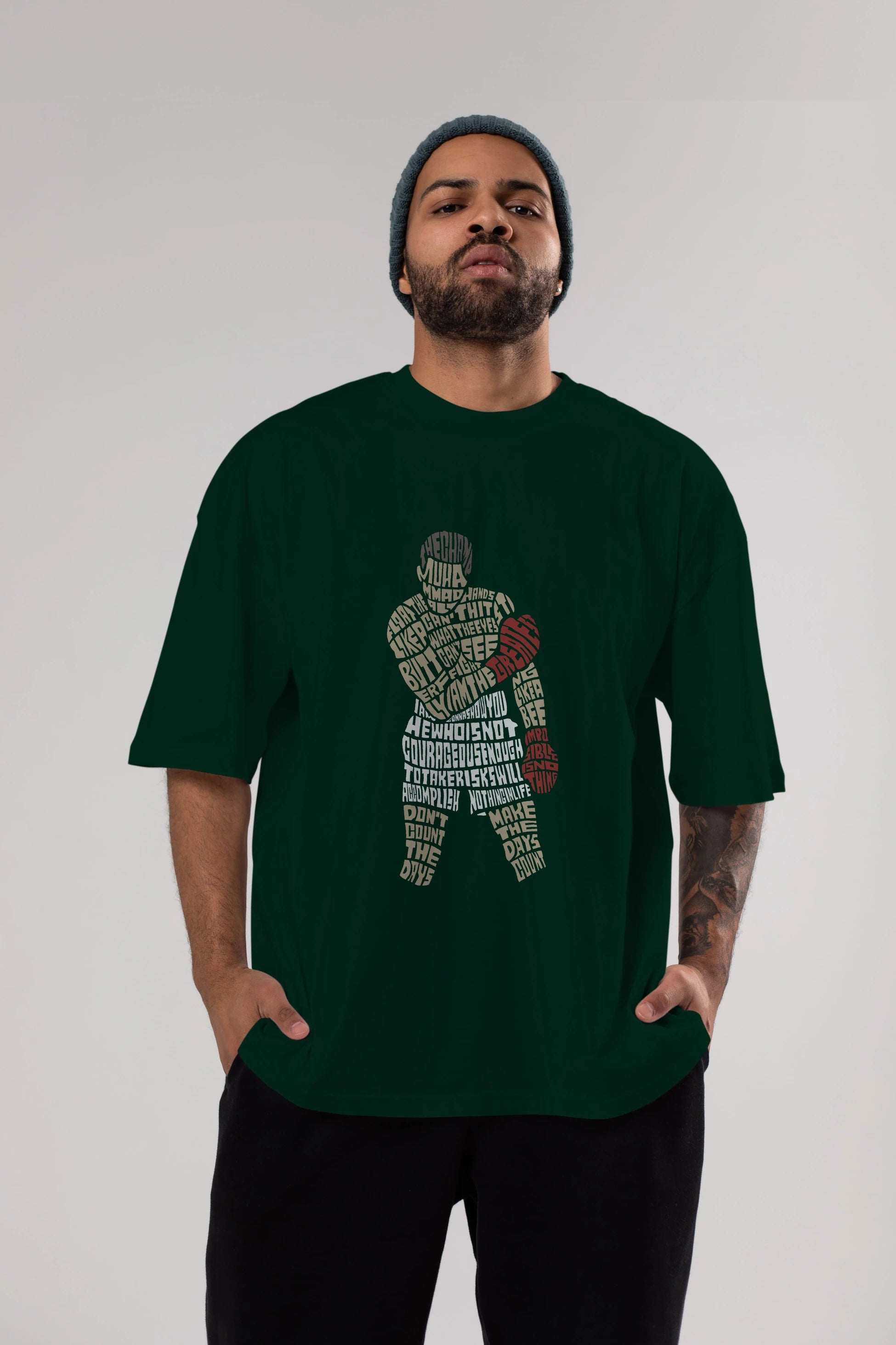The Champ Muhammad Ali Ön Baskılı Oversize t-shirt %100 pamuk Erkek Kadın Unisex