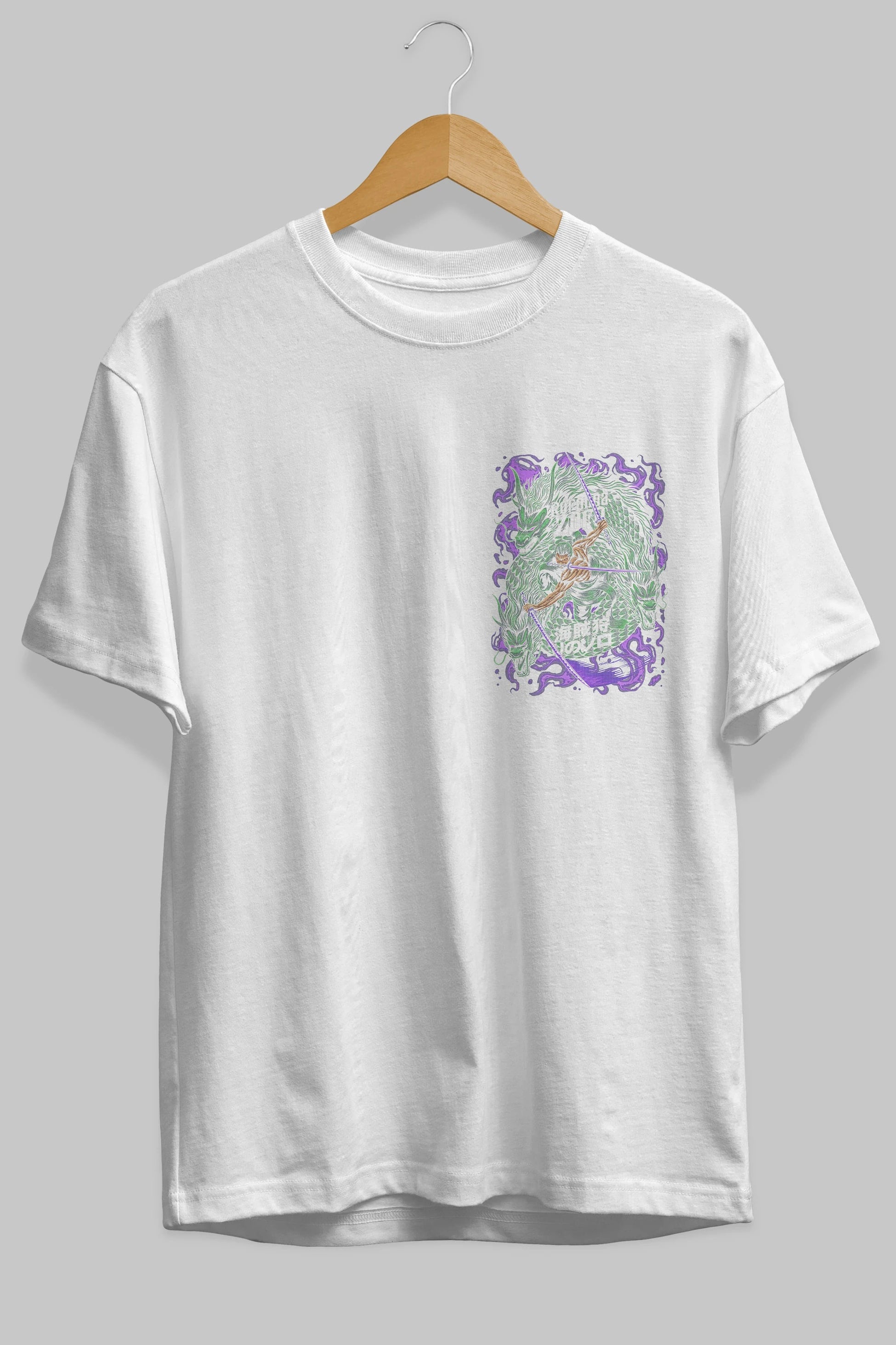 RORONOA ZORO 5 Ön Sol Baskılı Oversize t-shirt Erkek Kadın Unisex %100 Pamuk Bisiklet Yaka tişort