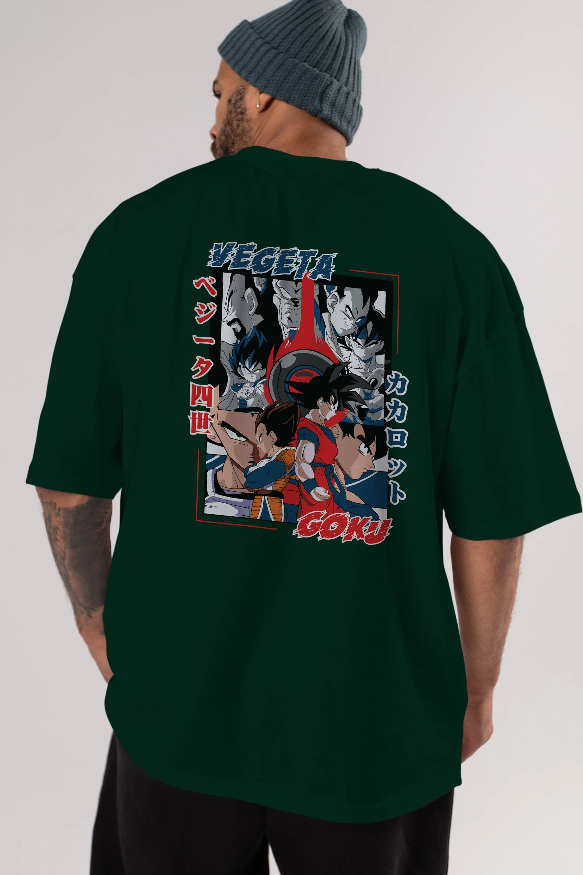 VEGETA VS GOKU Anime Arka Baskılı Oversize t-shirt Erkek Kadın Unisex