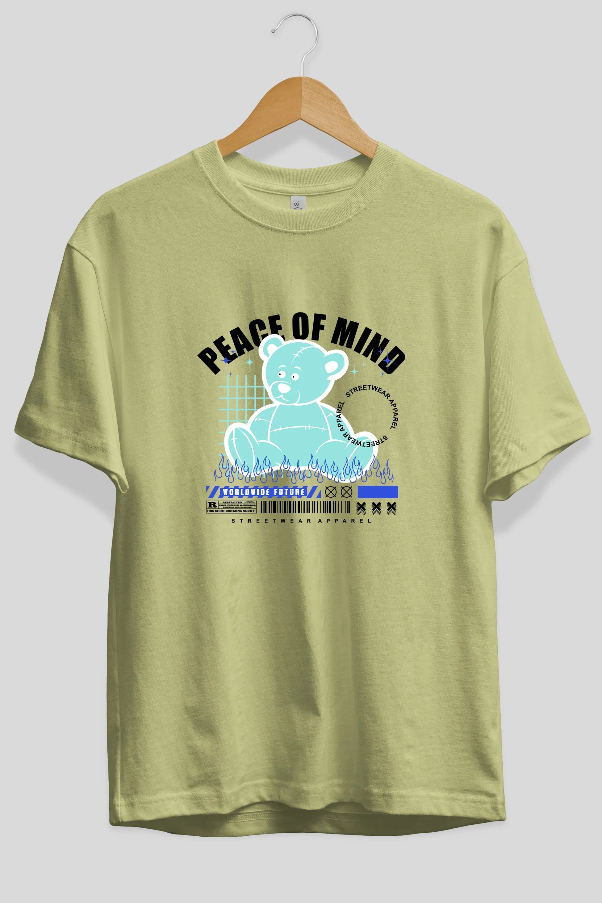 Teddy Bear Peace of Mind Ön Baskılı Oversize t-shirt Erkek Kadın Unisex