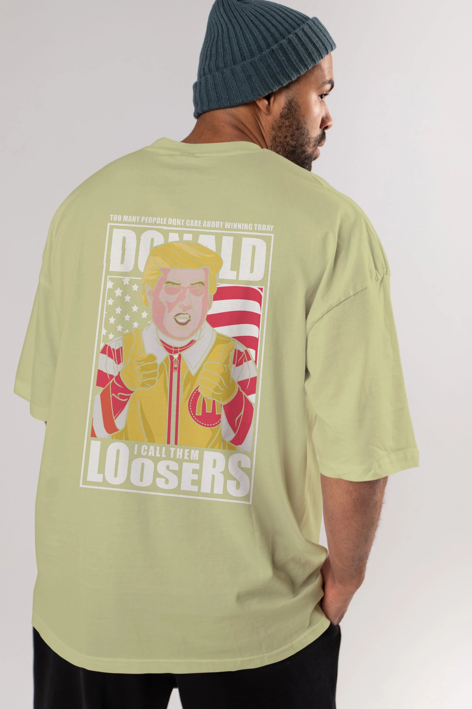 Ronald Trump Arka Baskılı Oversize t-shirt Erkek Kadın Unisex %100 Pamuk tişort