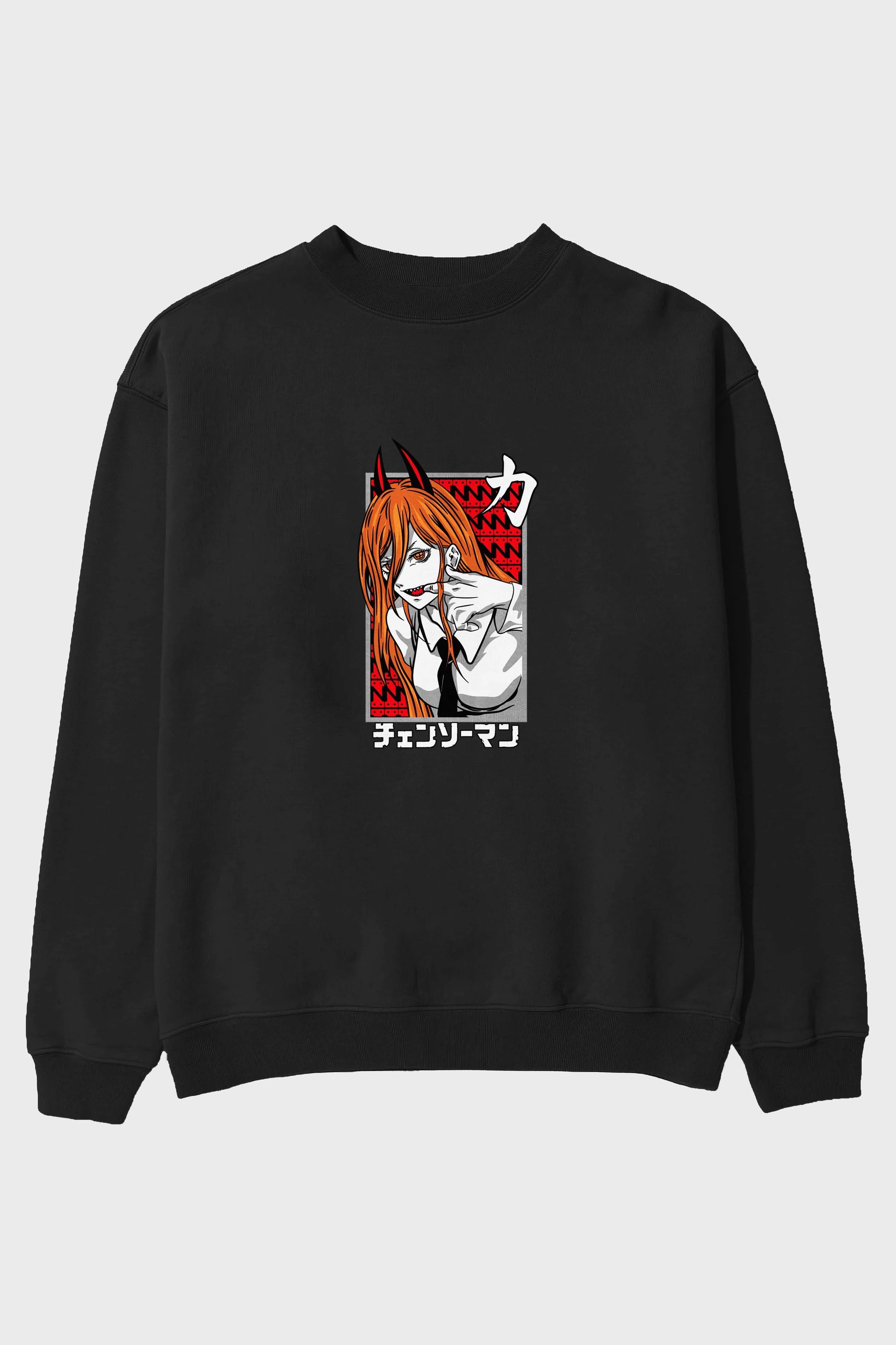 CHAINSAWMAN POWER Anime Ön Baskılı Oversize Sweatshirt Erkek Kadın Unisex