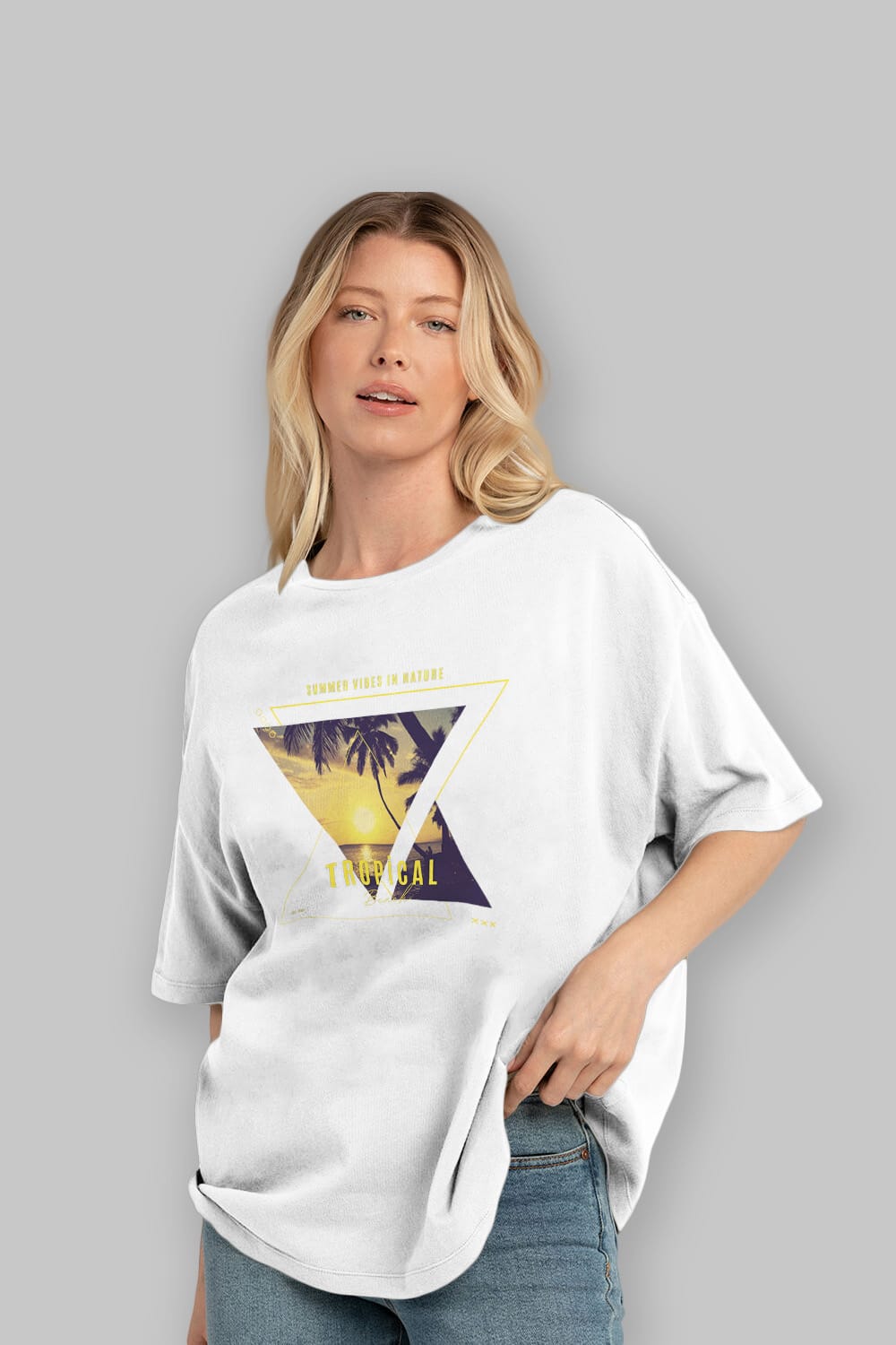 Summer Vibes Yazılı Ön Baskılı Oversize t-shirt Erkek Kadın Unisex