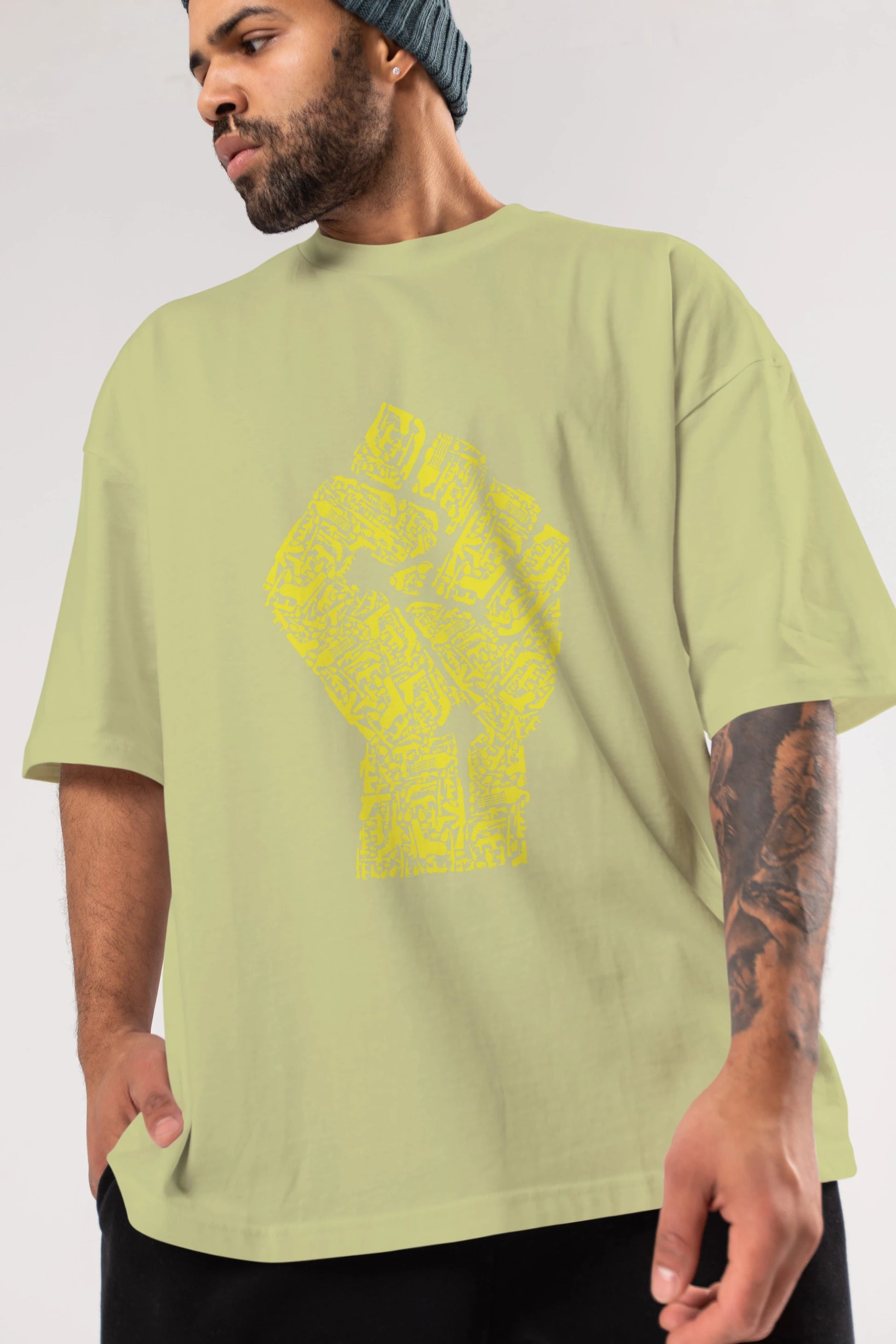 Hand Of Revolution Ön Baskılı Oversize t-shirt %100 pamuk Erkek Kadın Unisex