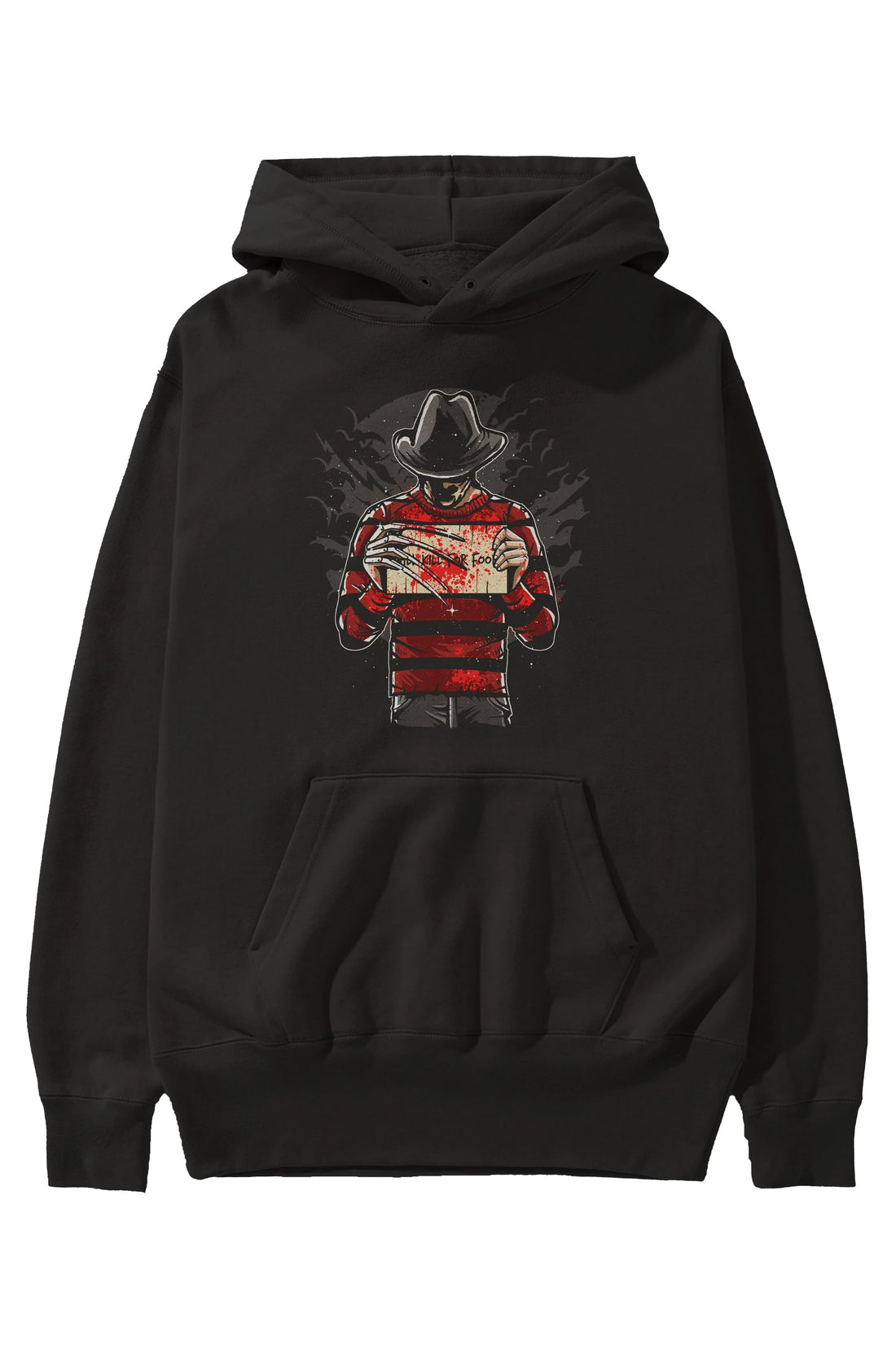 Freddy Will Kill For Food Ön Baskılı Hoodie Oversize Kapüşonlu Sweatshirt Erkek Kadın Unisex