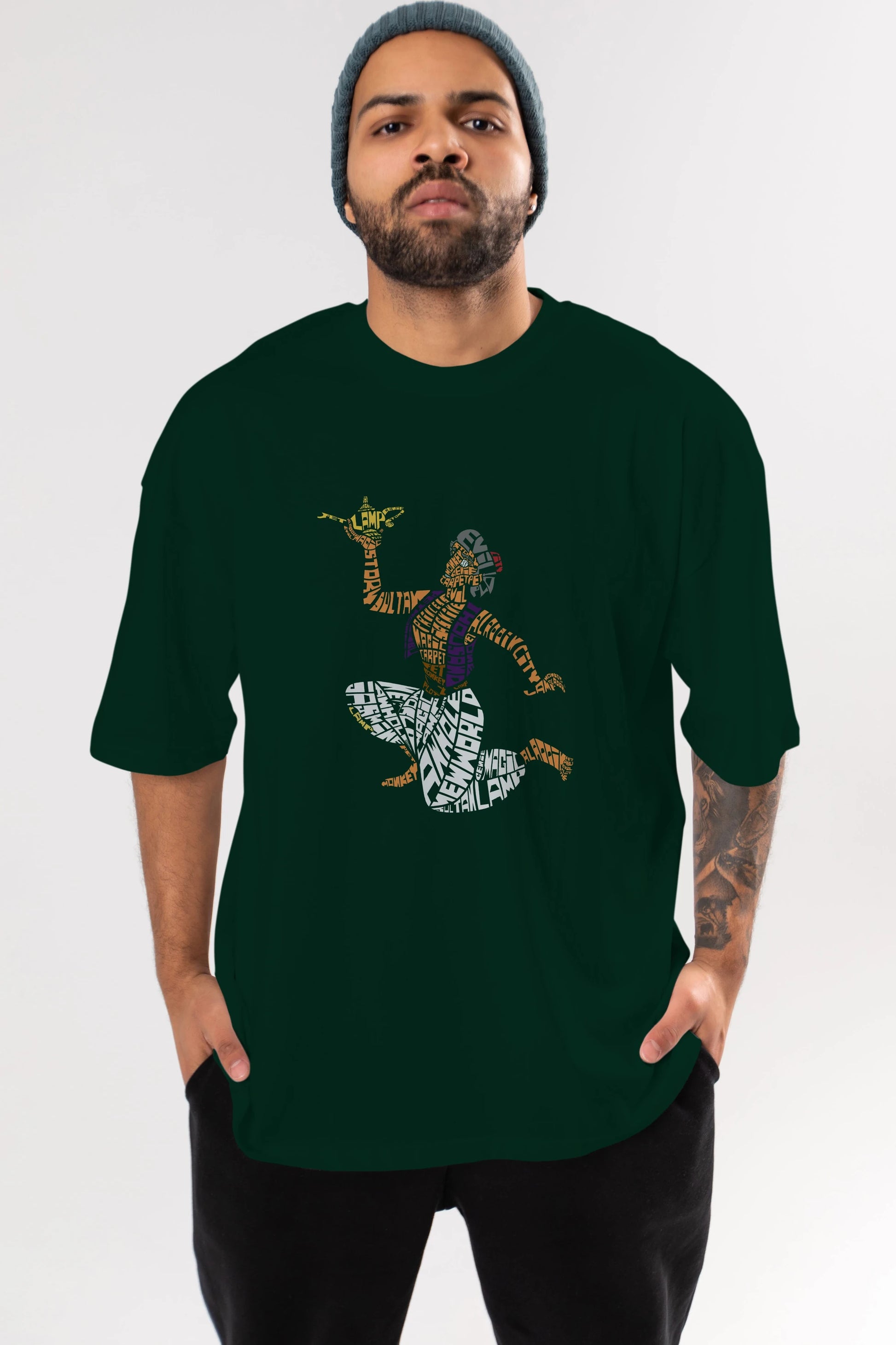 Aladdin Ön Baskılı Oversize t-shirt %100 pamuk Erkek Kadın Unisex
