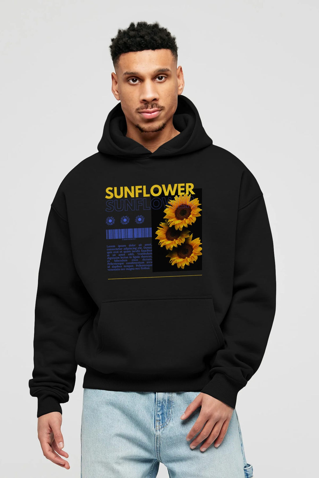 Sunflower Ön Baskılı Oversize Hoodie Kapüşonlu Sweatshirt Erkek Kadın Unisex