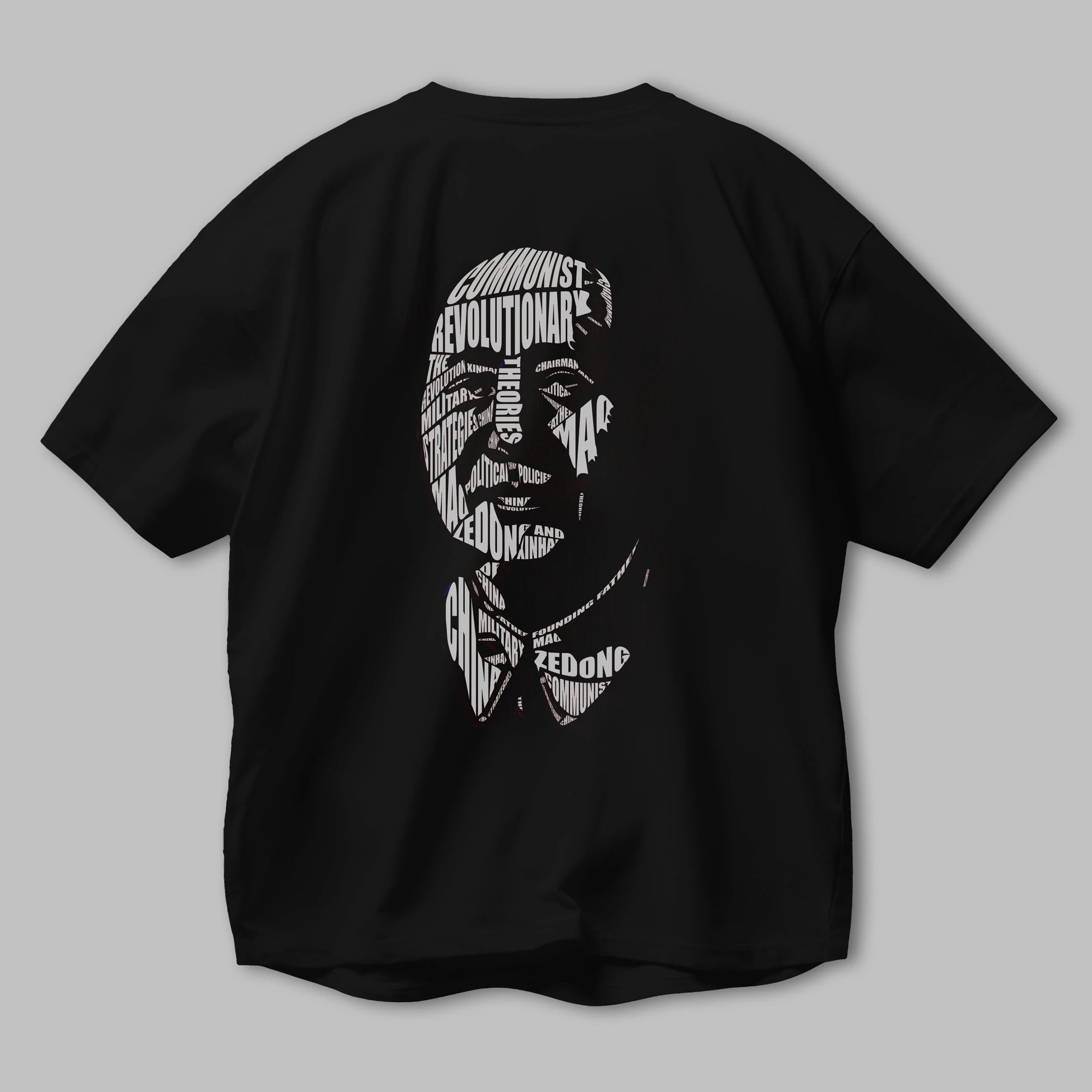 Mao Zedong Calligram Arka Baskılı Oversize t-shirt %100 pamuk Erkek Kadın Unisex