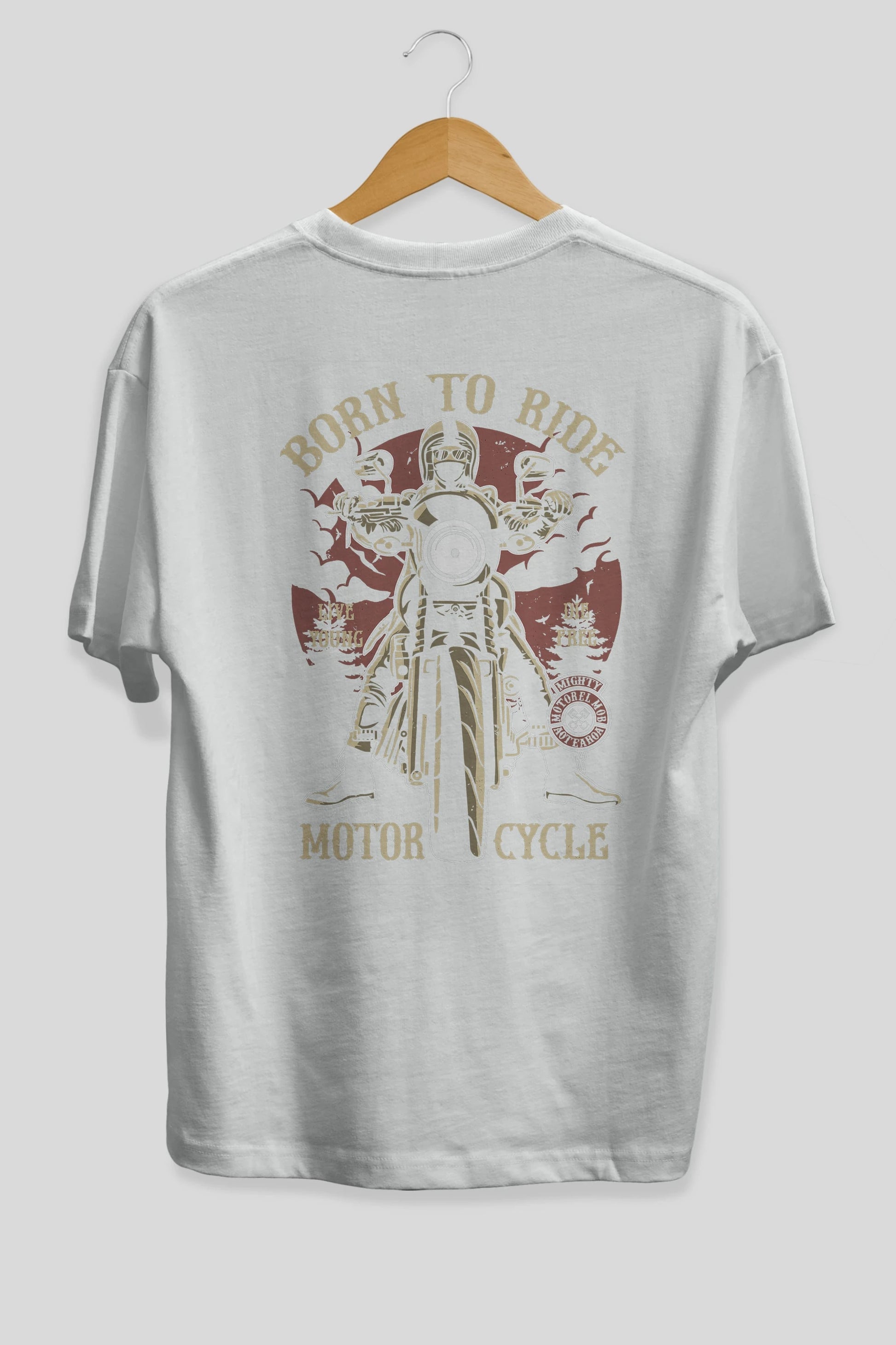 Born To Ride Arka Baskılı Oversize t-shirt Erkek Kadın Unisex %100 Pamuk