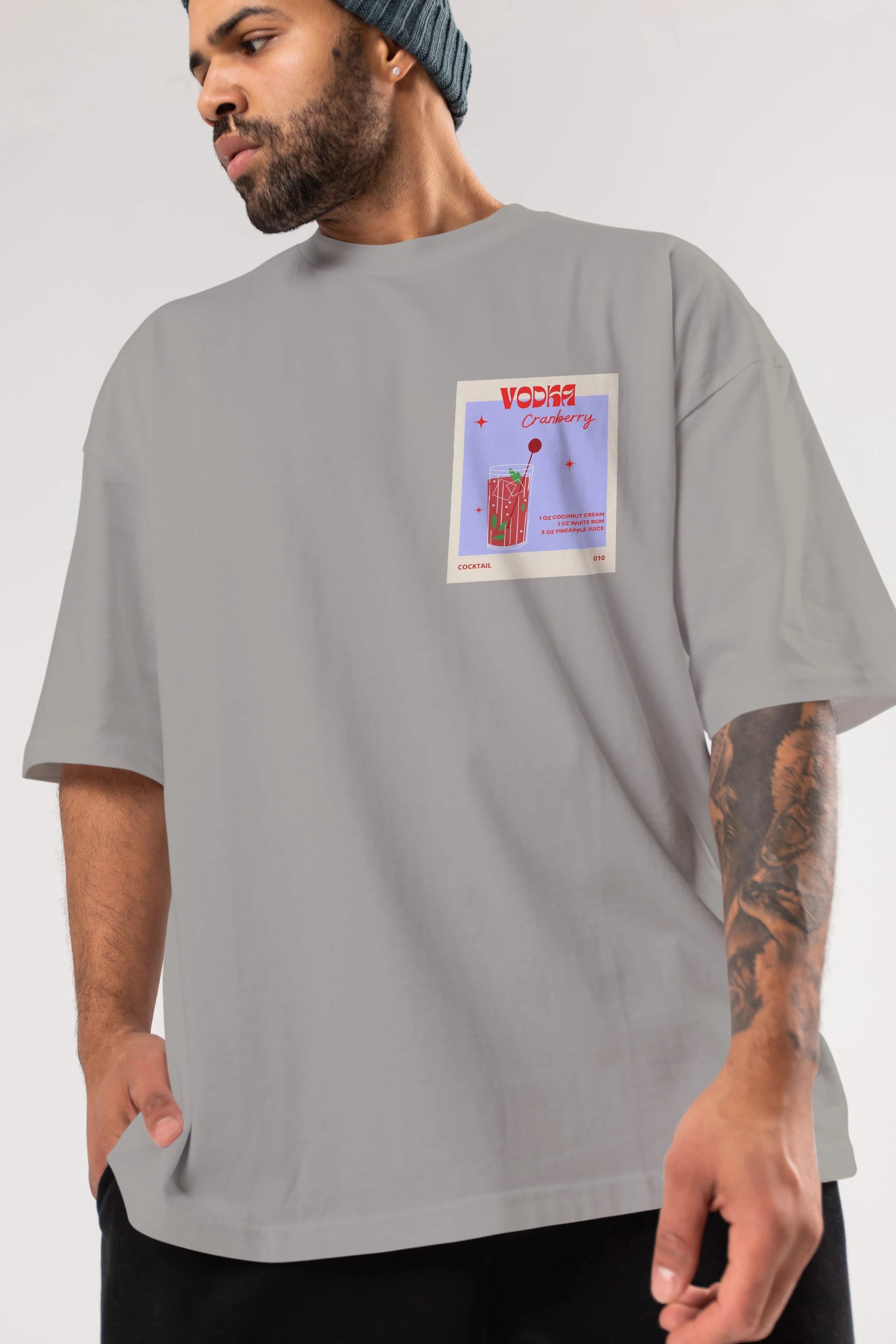 Vodka Cranberry Ön Sol Baskılı Oversize t-shirt Erkek Kadın Unisex %100 Pamuk Bisiklet Yaka tişort