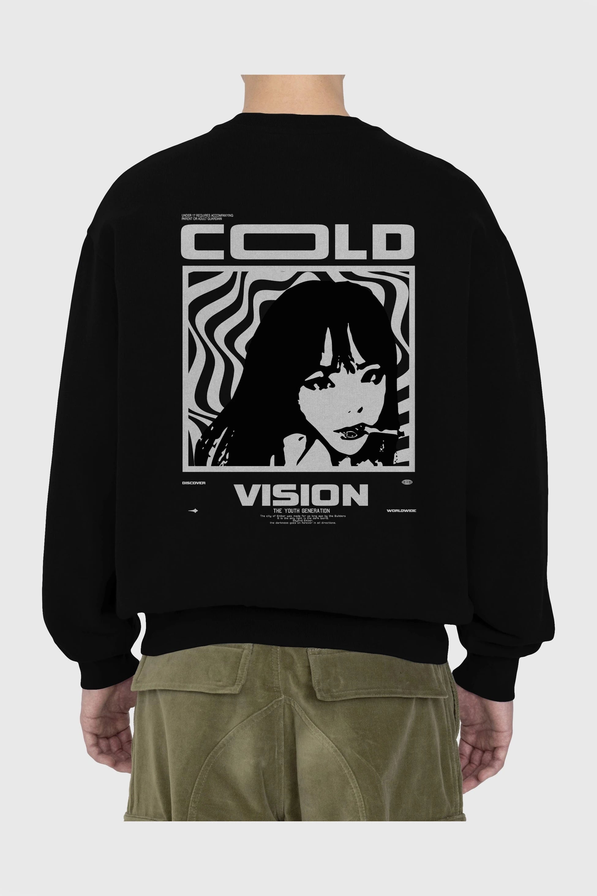 Cold Vision Arka Baskılı Oversize Sweatshirt Erkek Kadın Unisex