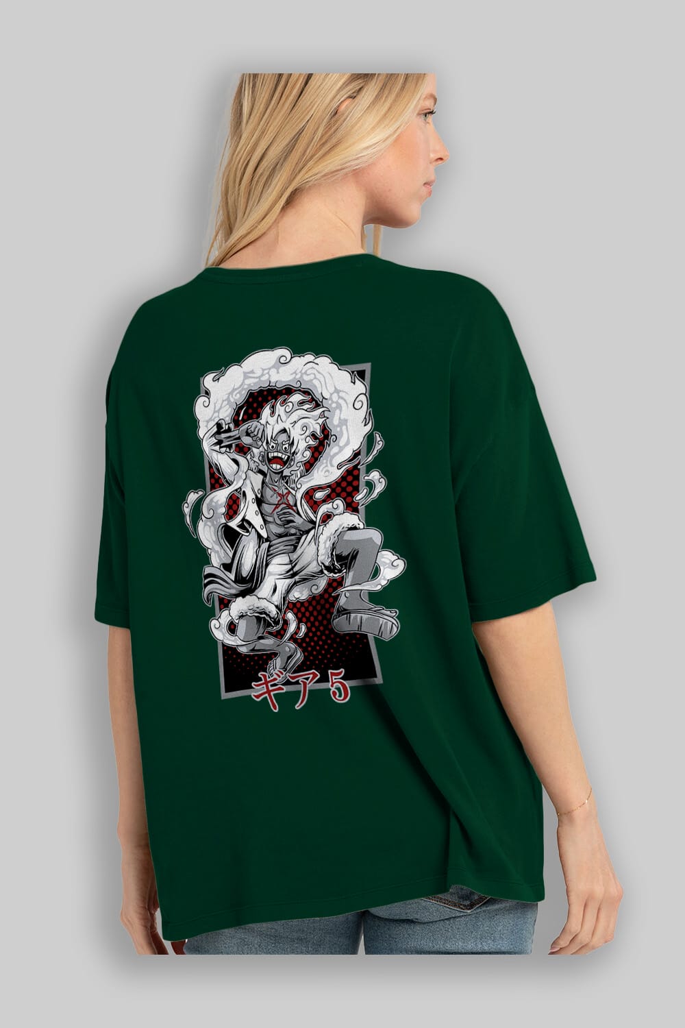 LUFFY GEAR 5 Anime Arka Baskılı Oversize t-shirt Erkek Kadın Unisex