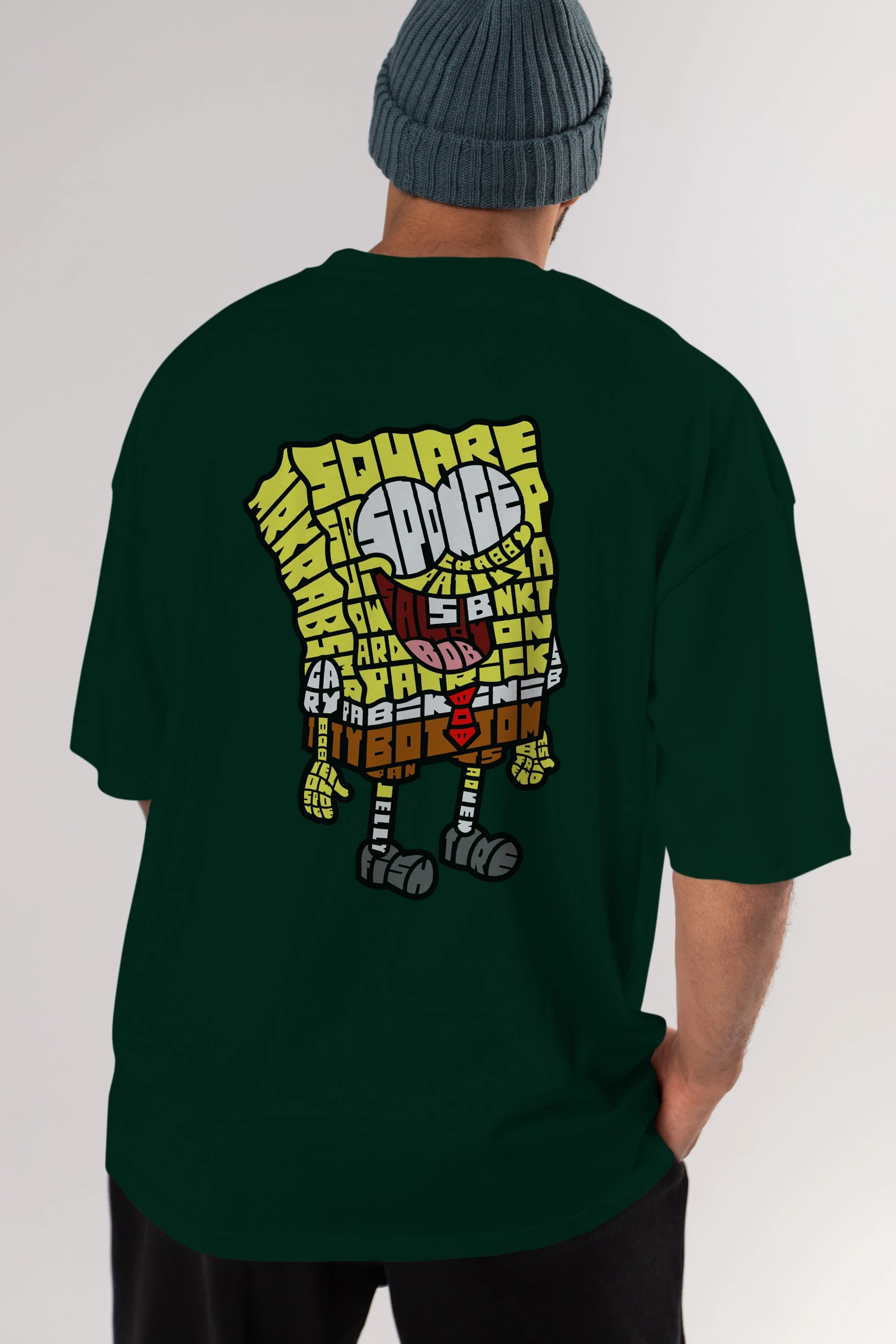 Yellow Sponge Arka Baskılı Oversize t-shirt %100 pamuk Erkek Kadın Unisex