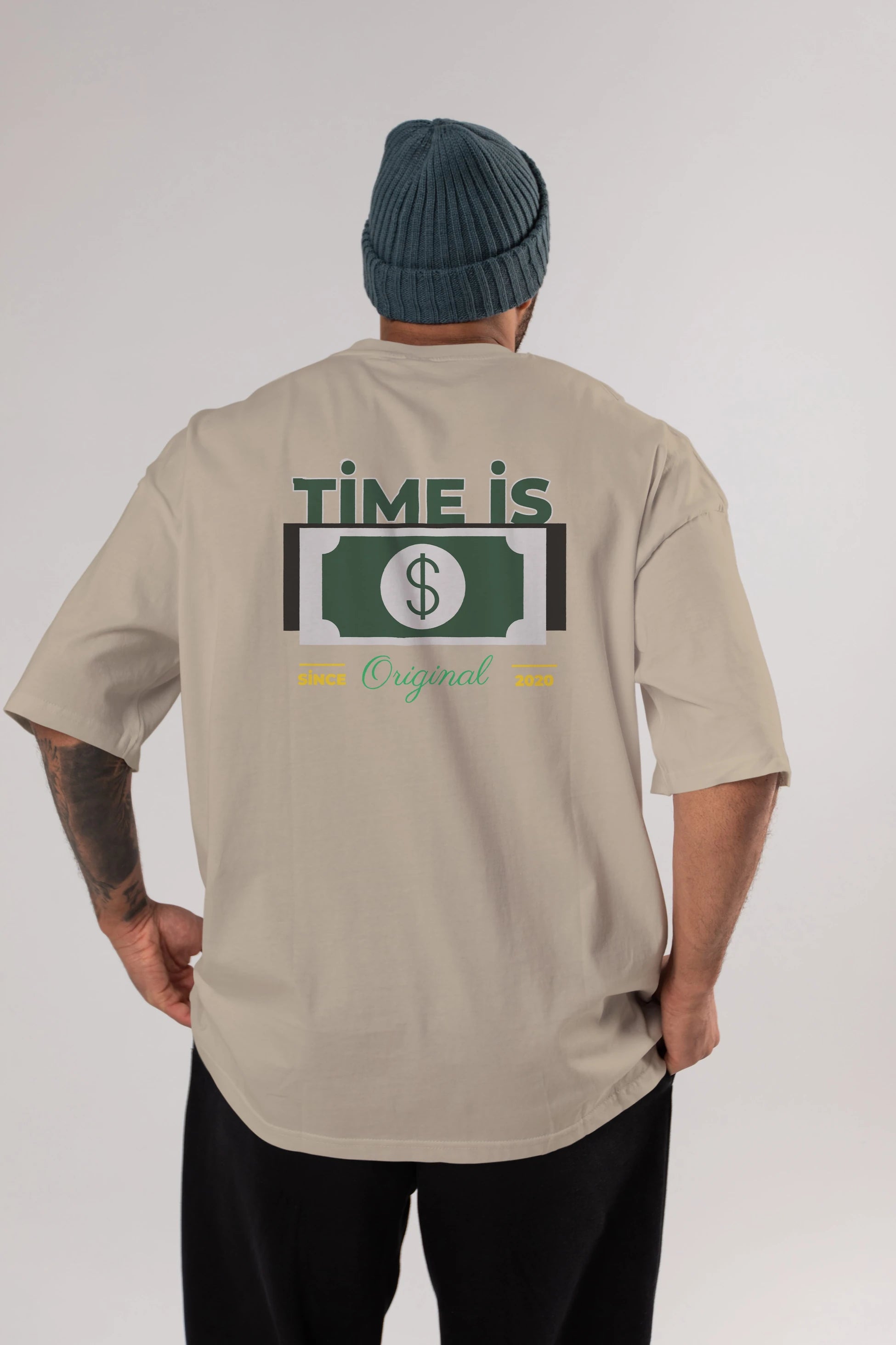Time is Original Arka Baskılı Oversize t-shirt Erkek Kadın Unisex