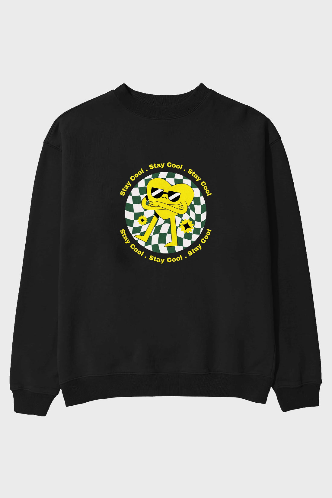 Stay Cool Yazılı Ön Baskılı Oversize Sweatshirt Erkek Kadın Unisex