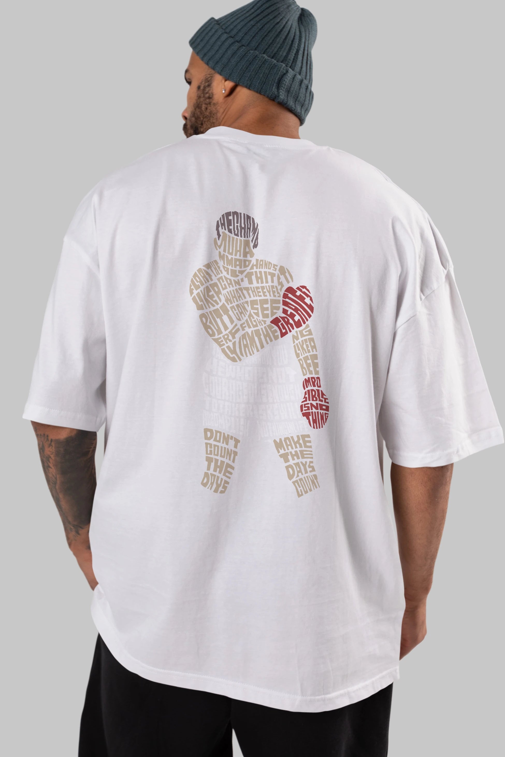 The Champ Muhammad Ali Arka Baskılı Oversize t-shirt %100 pamuk Erkek Kadın Unisex