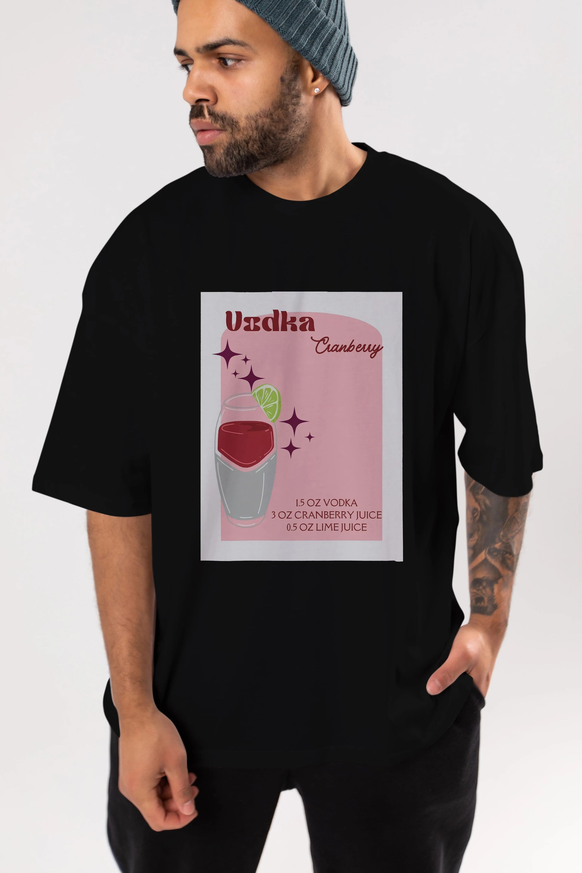 Vodka Cranberry 2 Ön Baskılı Oversize t-shirt Erkek Kadın Unisex %100 Pamuk Bisiklet Yaka tişort