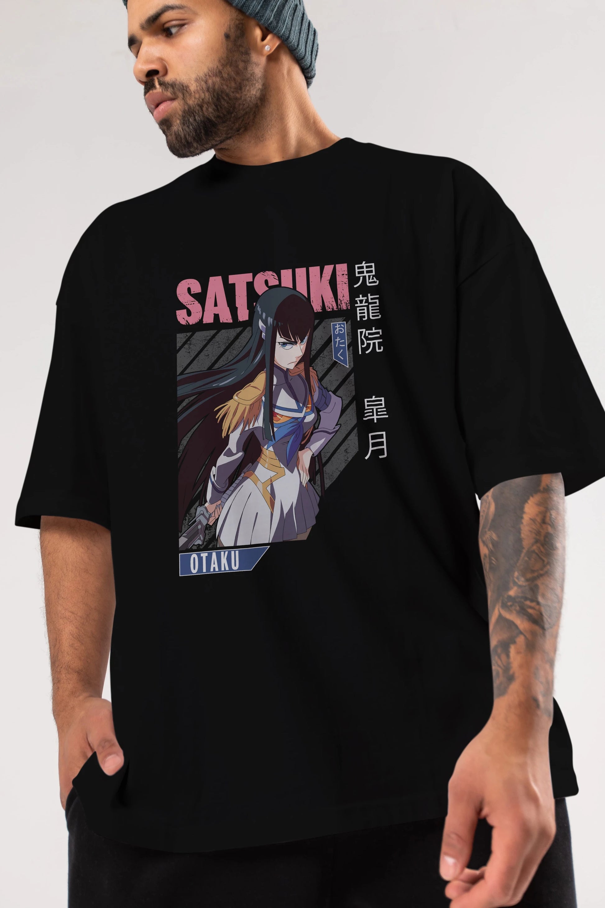 Satsuki Kiryuuin 8 Anime Ön Baskılı Oversize t-shirt %100 pamuk Erkek Kadın Unisex