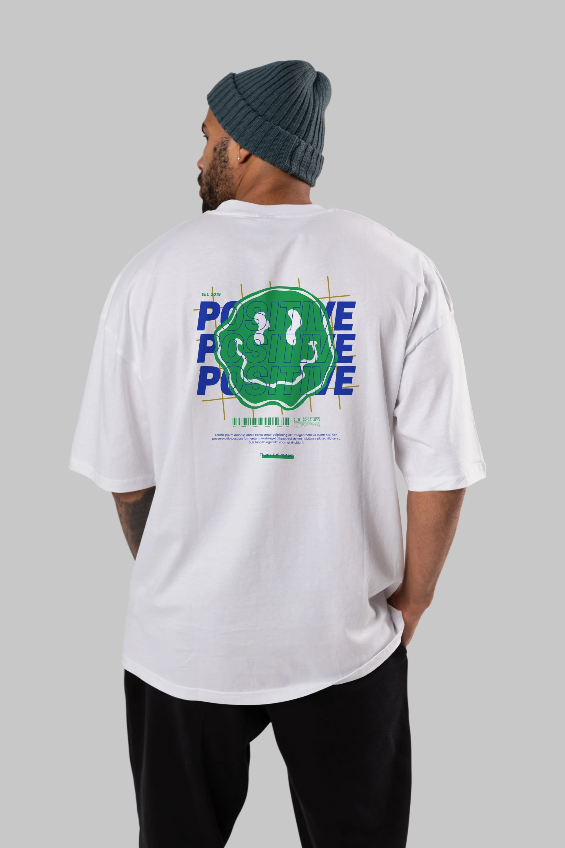 Positive 2 Arka Baskılı Oversize t-shirt Erkek Kadın Unisex
