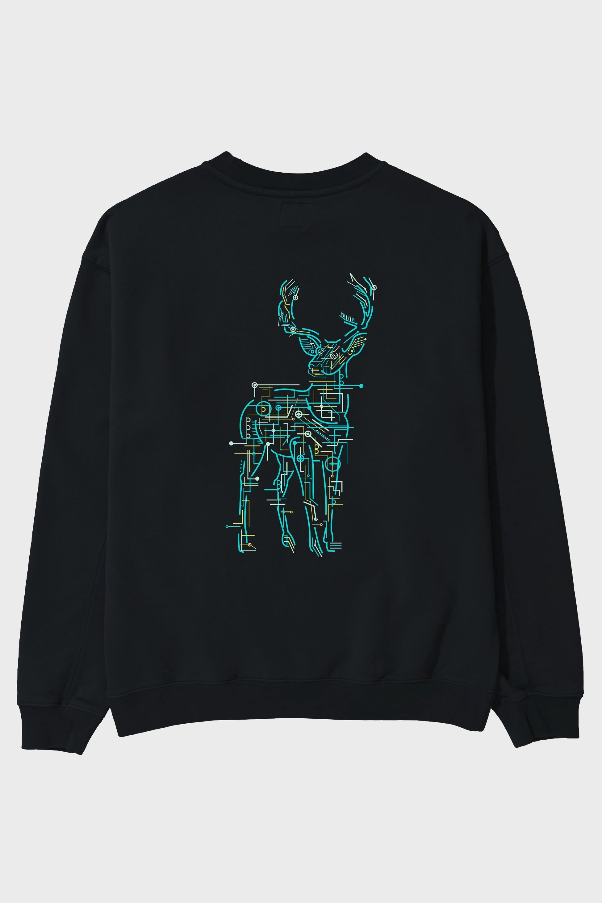 Electric Deer Arka Baskılı Oversize Sweatshirt Erkek Kadın Unisex