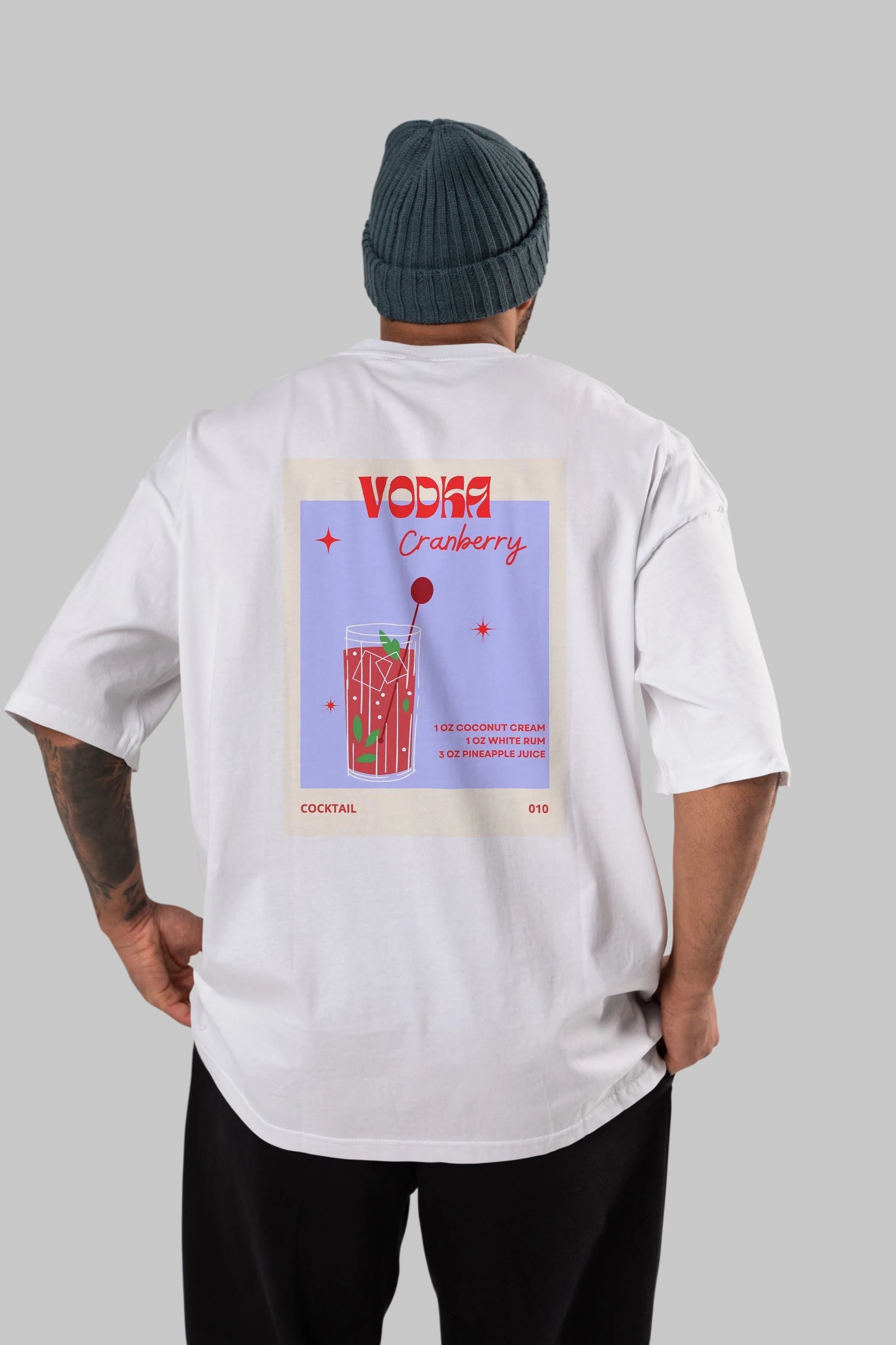 Vodka Cranberry Arka Baskılı Oversize t-shirt Erkek Kadın Unisex %100 Pamuk Bisiklet Yaka tişort