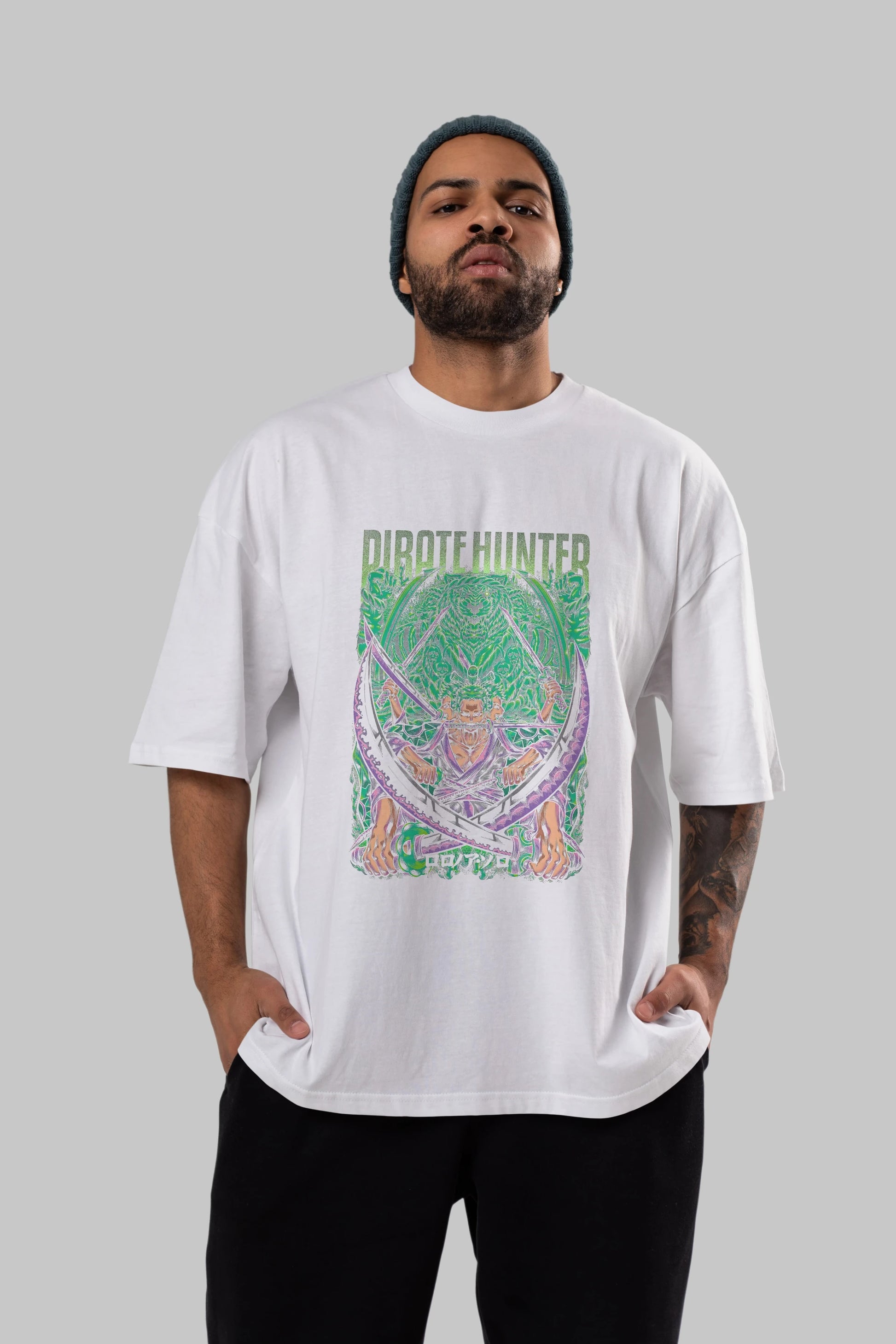 RORONOA ZORO 3 Anime Ön Baskılı Oversize t-shirt %100 pamuk Erkek Kadın Unisex