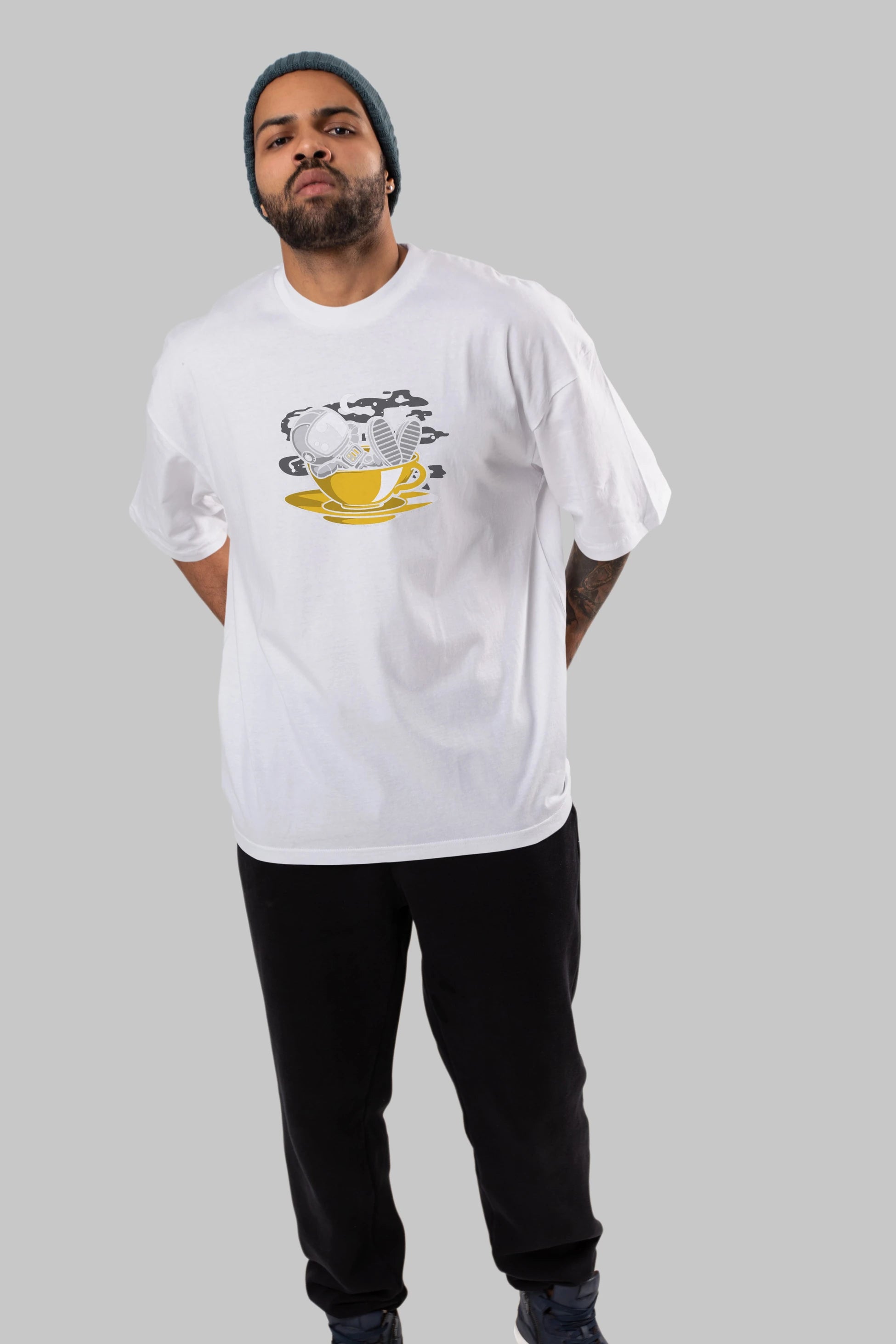Astronaut Relax Ön Baskılı Oversize t-shirt Erkek Kadın Unisex