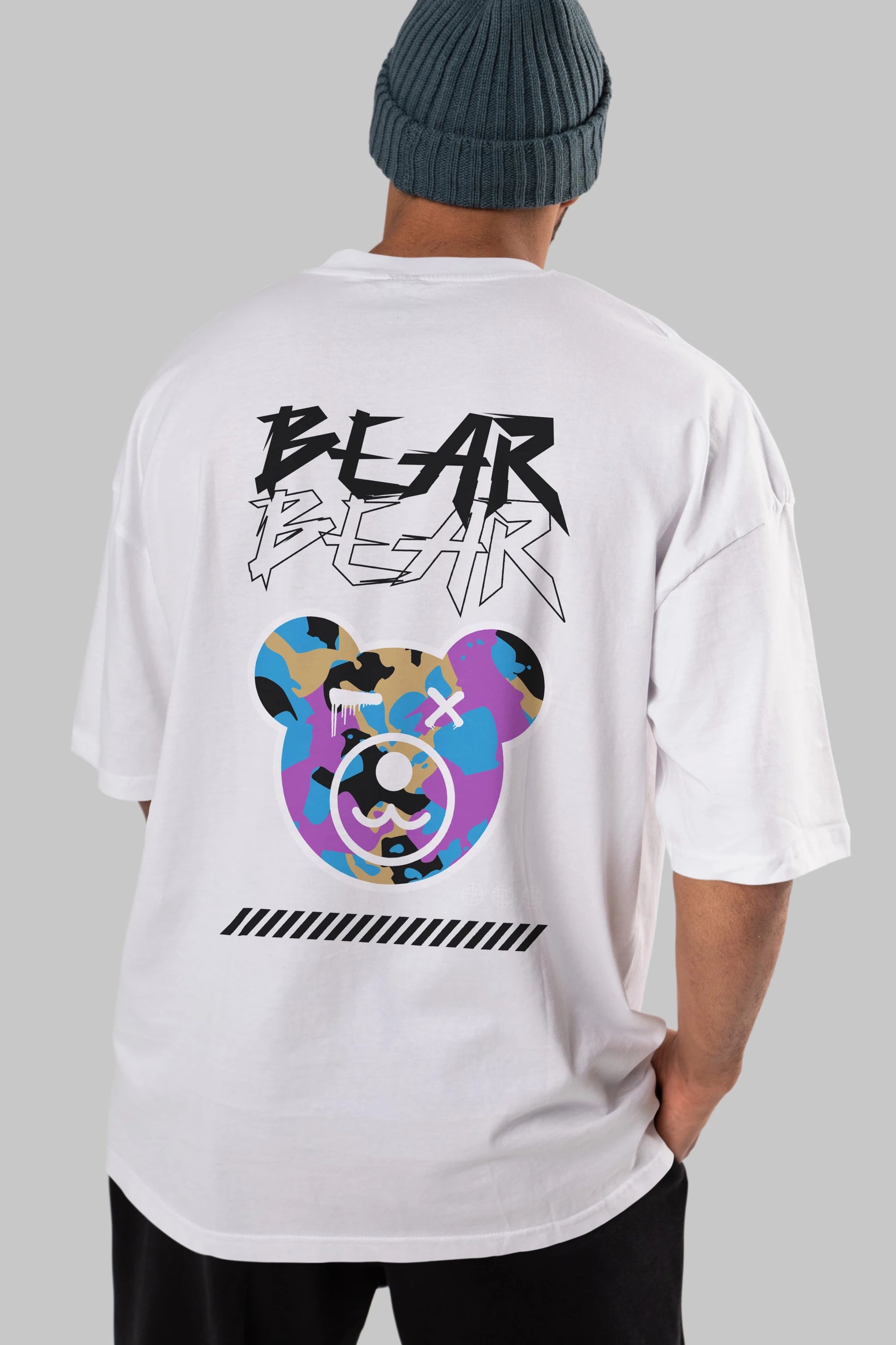 Bear Bear Arka Baskılı Oversize t-shirt Erkek Kadın Unisex