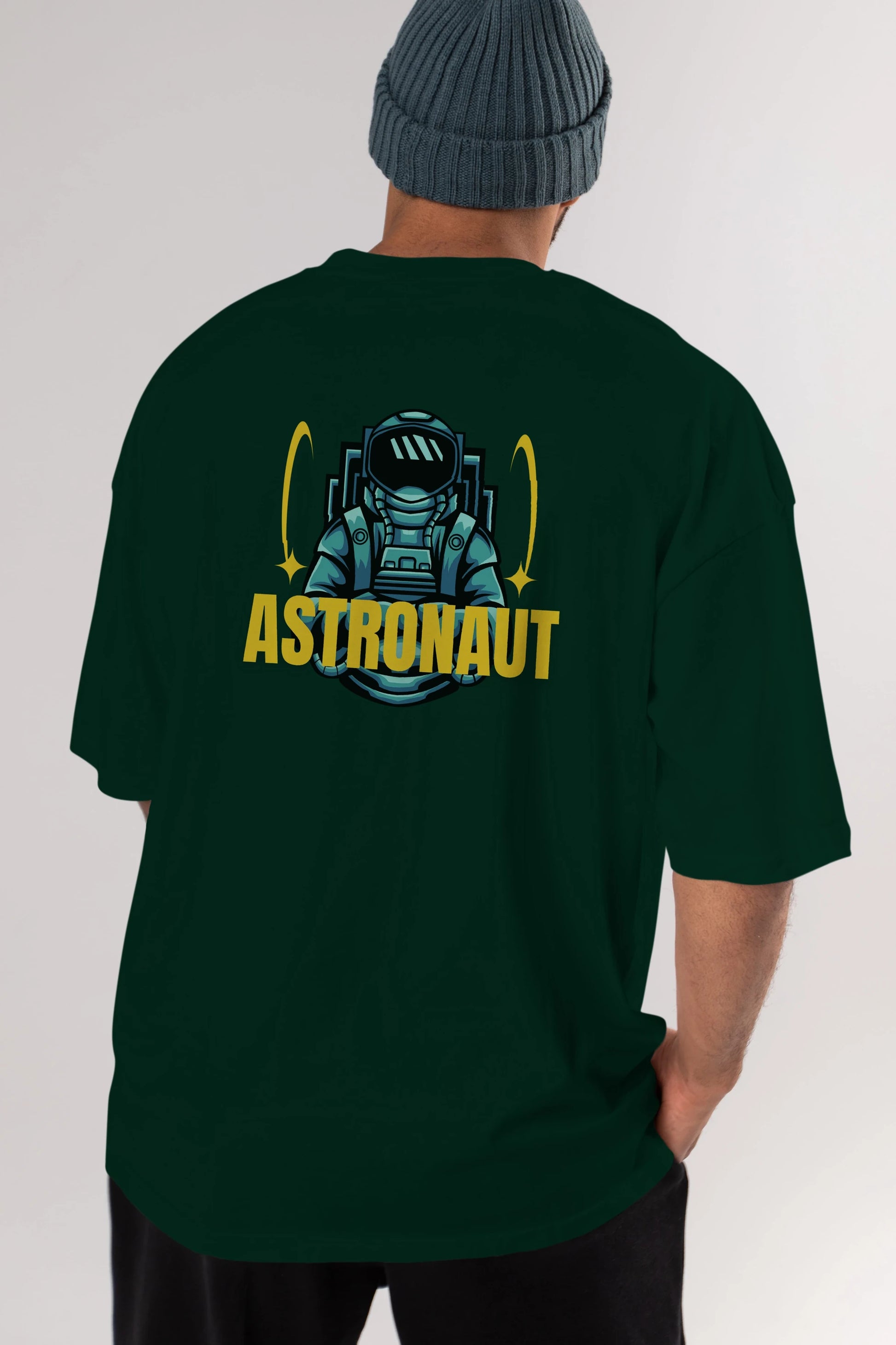 Astronaut Arka Baskılı Oversize t-shirt Erkek Kadın Unisex