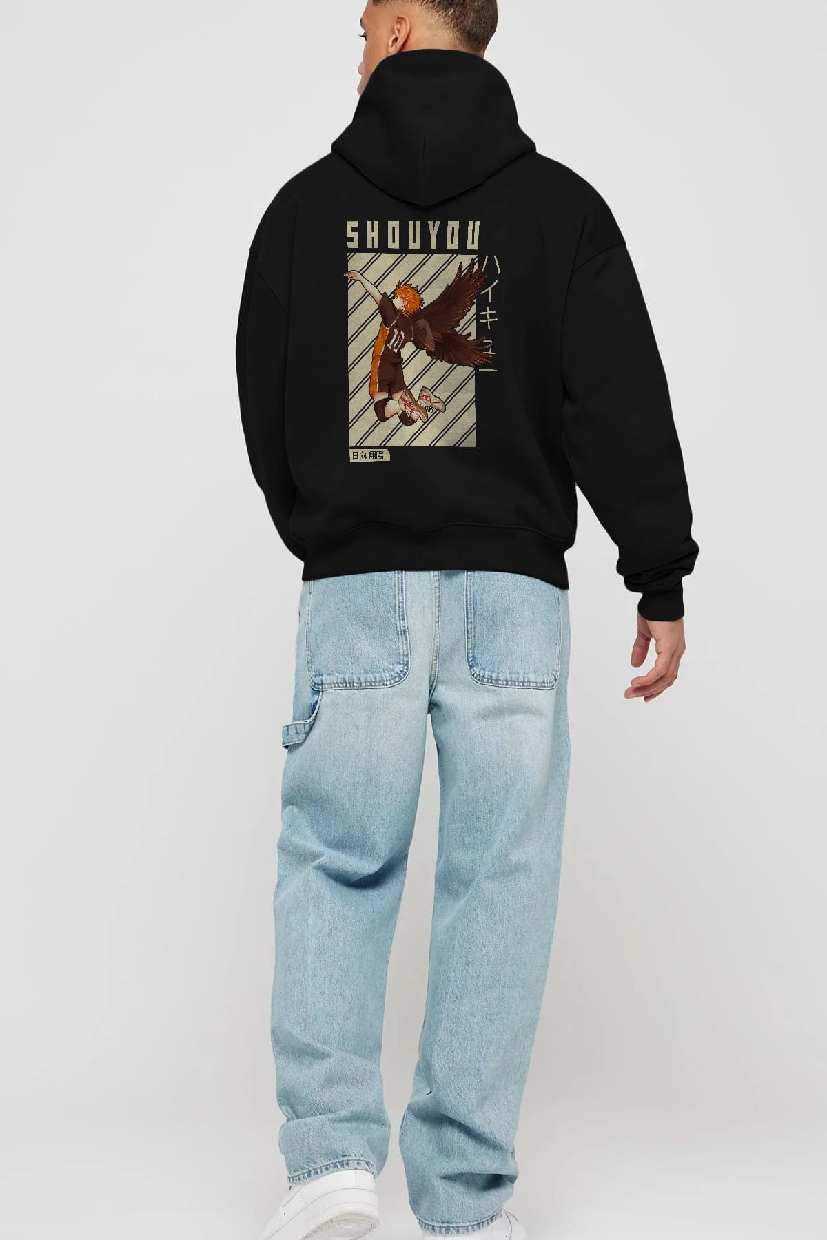 Shouyou Hinata 3 Anime Arka Baskılı Hoodie Oversize Kapüşonlu Sweatshirt Erkek Kadın Unisex