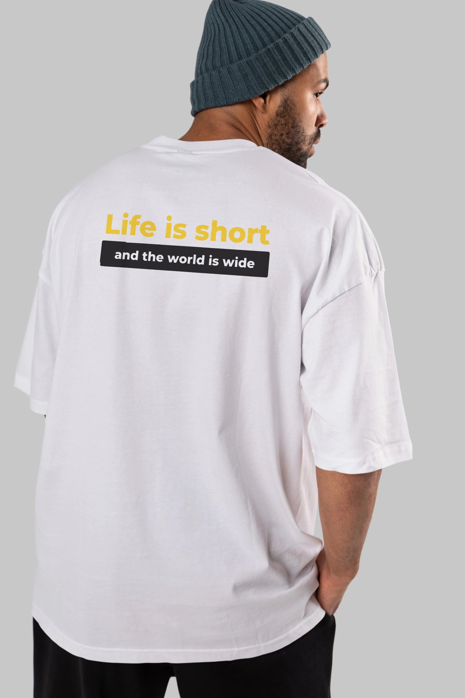 Life is Short Yazılı Arka Baskılı Oversize t-shirt Erkek Kadın Unisex