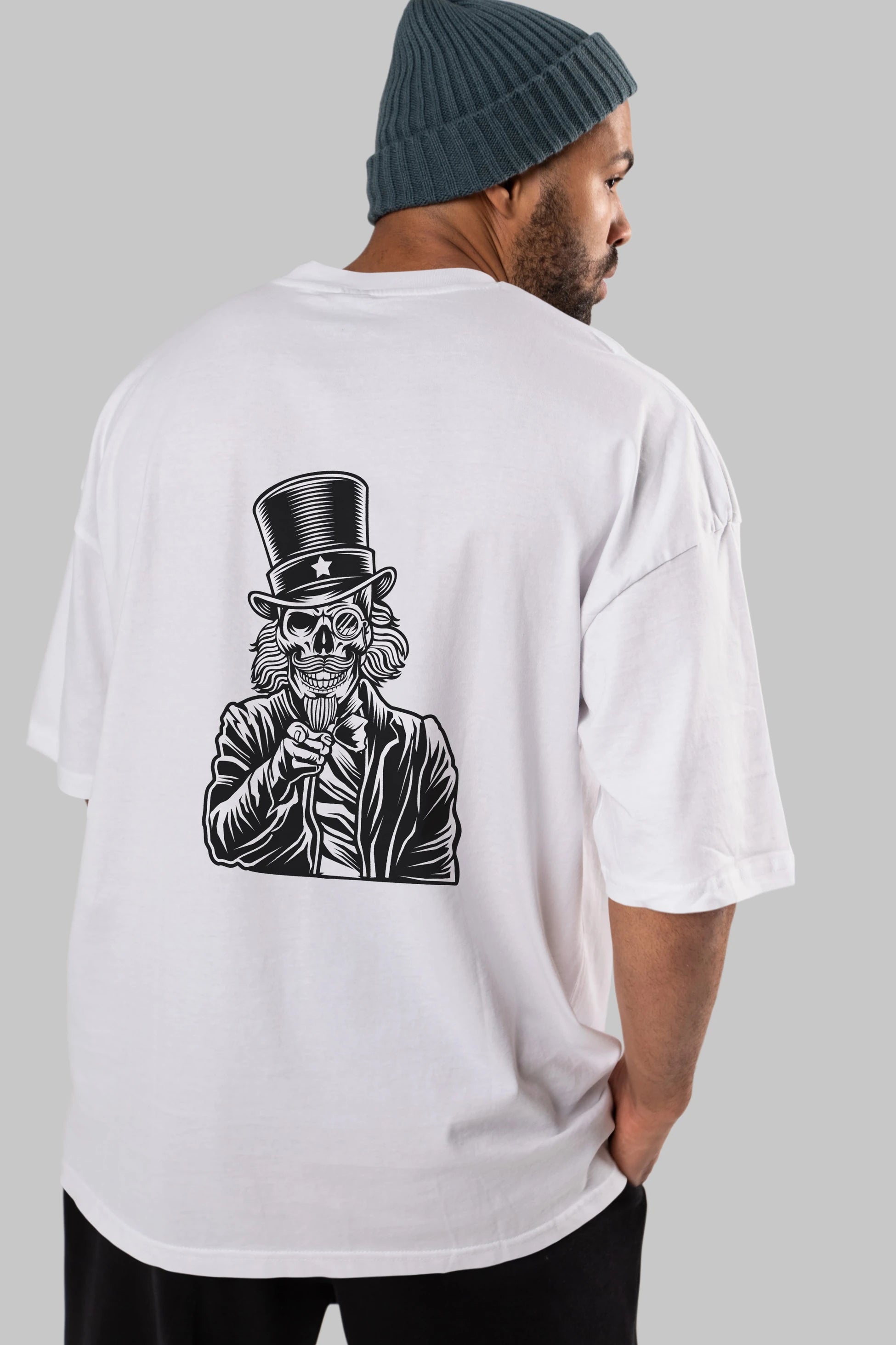 I Want You Skull Arka Baskılı Oversize t-shirt Erkek Kadın Unisex %100 Pamuk tişort