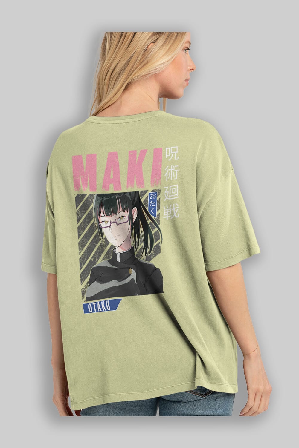 Maki Zenin CHAINSAWMAN 1 Anime Arka Baskılı Oversize t-shirt Erkek Kadın Unisex