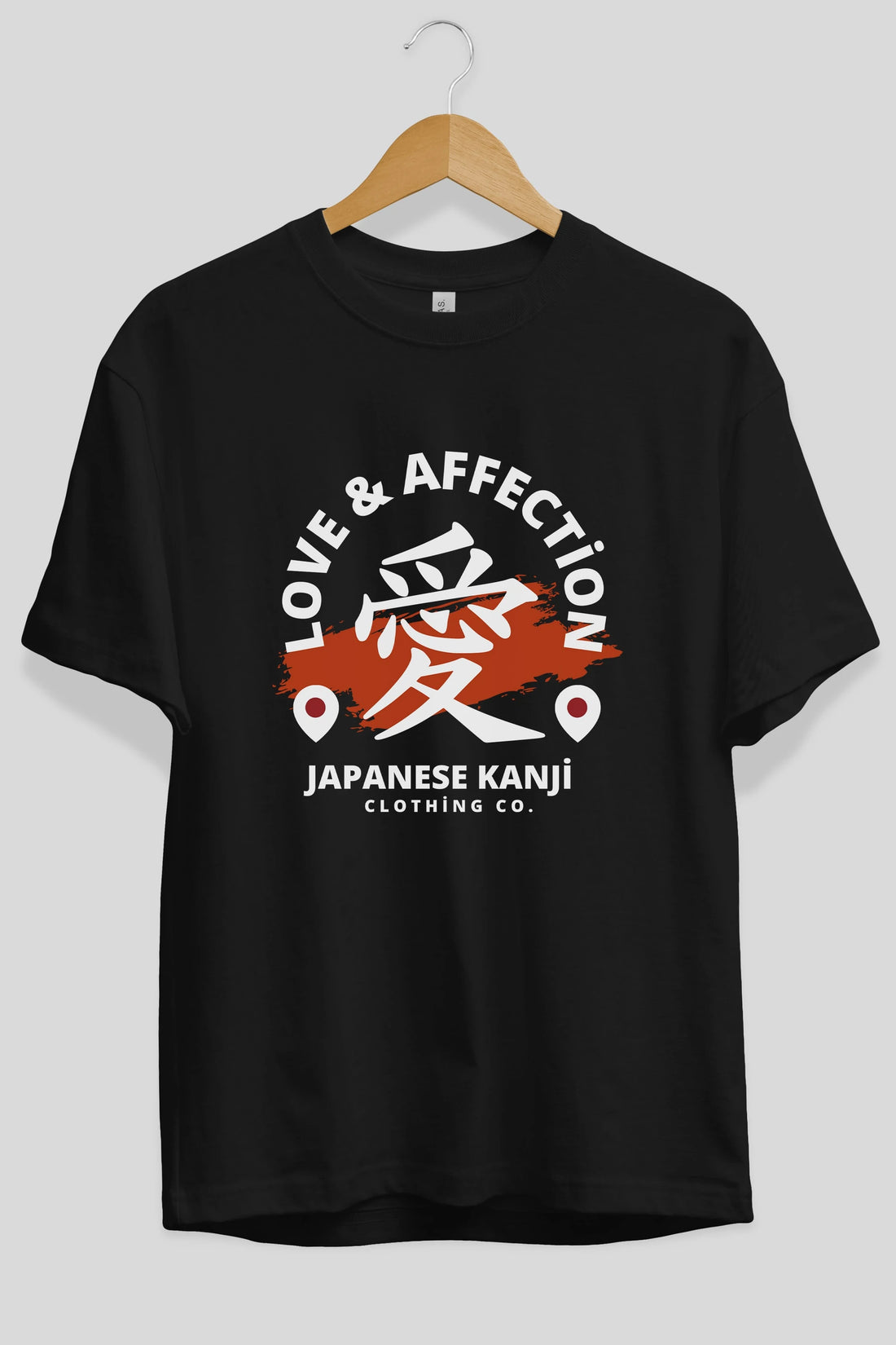 Love Affection Japanese Yazılı Ön Baskılı Oversize t-shirt Erkek Kadın Unisex