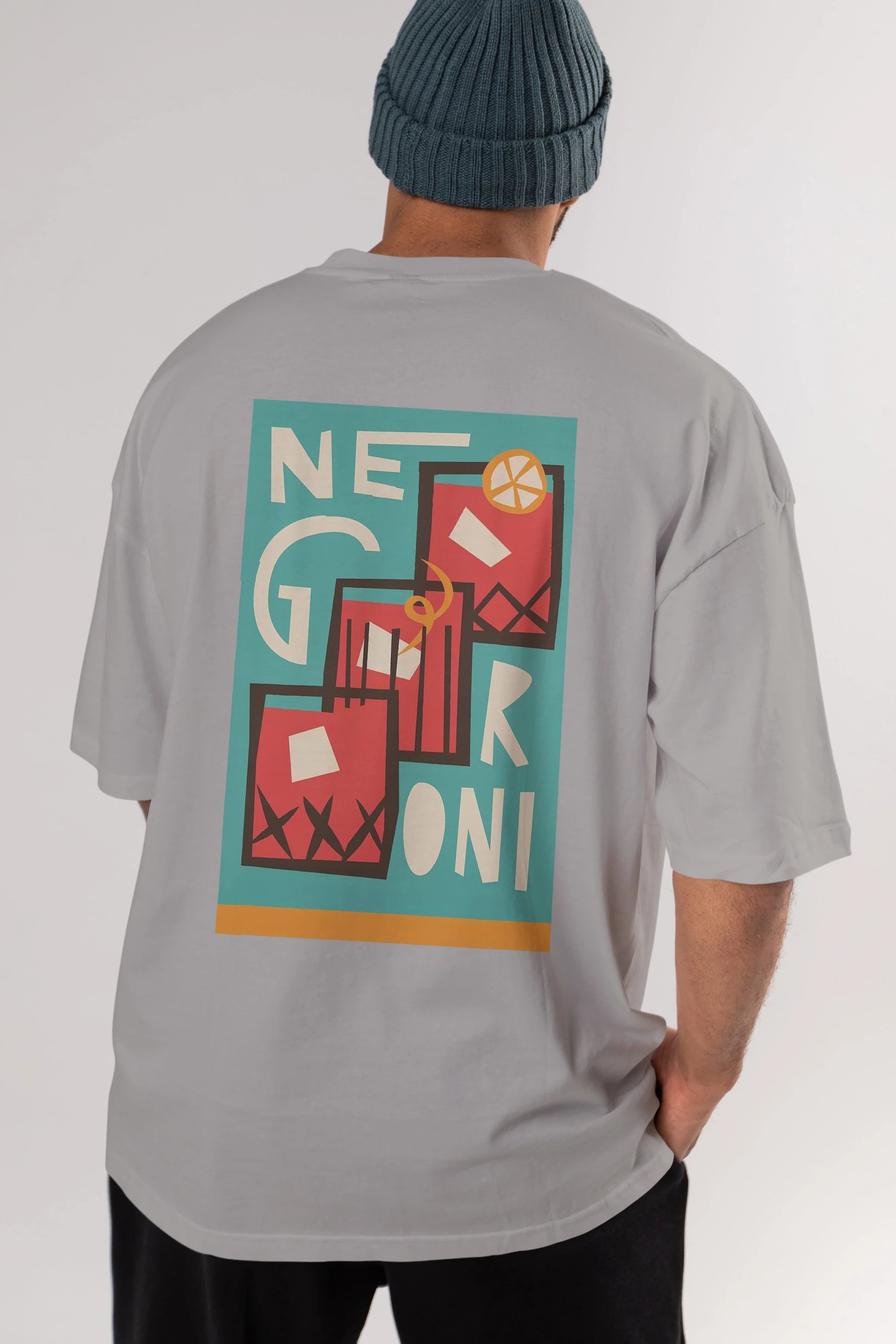 Negroni 3 Arka Baskılı Oversize t-shirt Erkek Kadın Unisex %100 Pamuk Bisiklet Yaka tişort