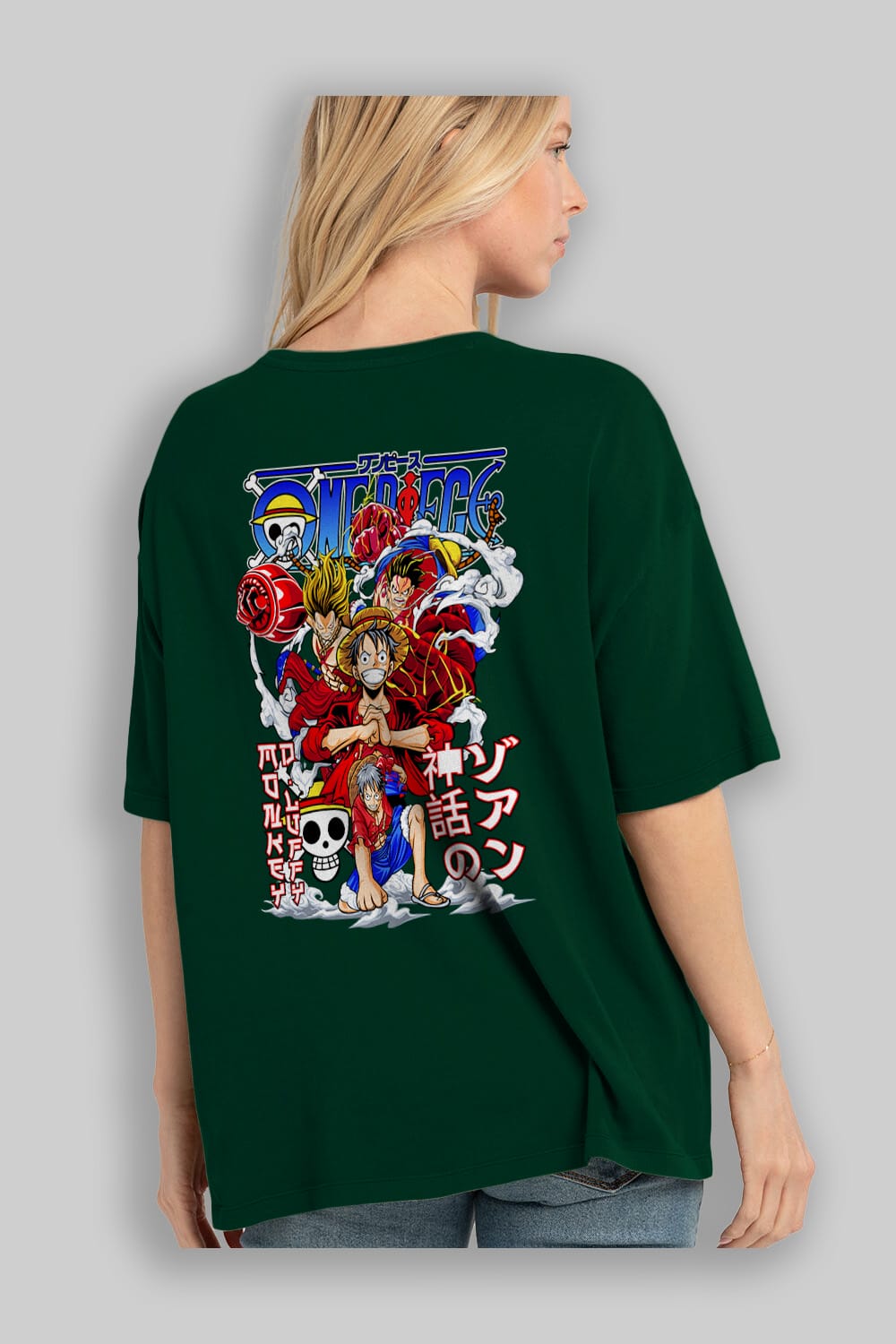 MONKEY D. LUFF-ONE PIECE 2 Anime Arka Baskılı Oversize t-shirt Erkek Kadın Unisex
