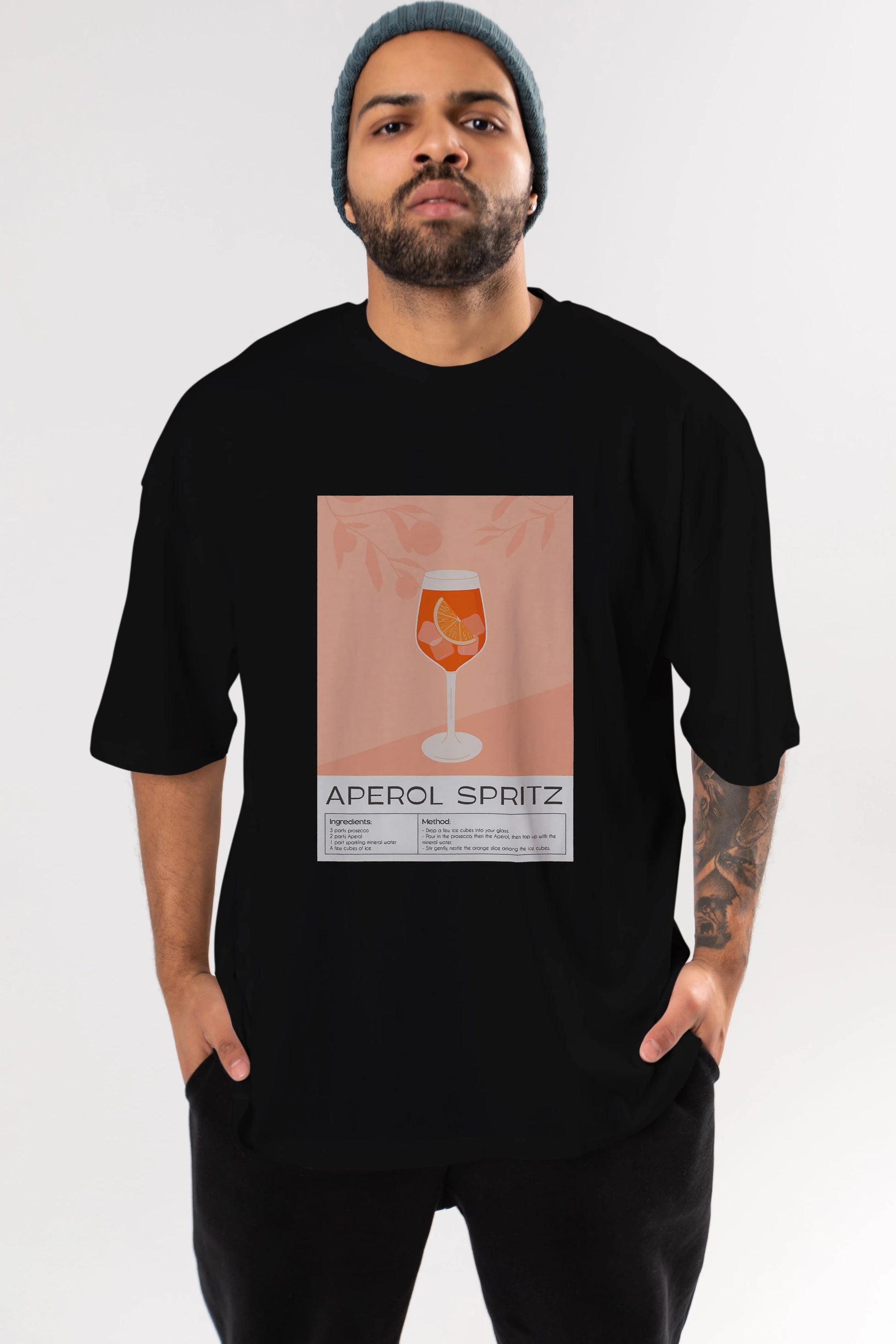 Aperol Spritz 7 Ön Baskılı Oversize t-shirt Erkek Kadın Unisex %100 Pamuk Bisiklet Yaka tişort