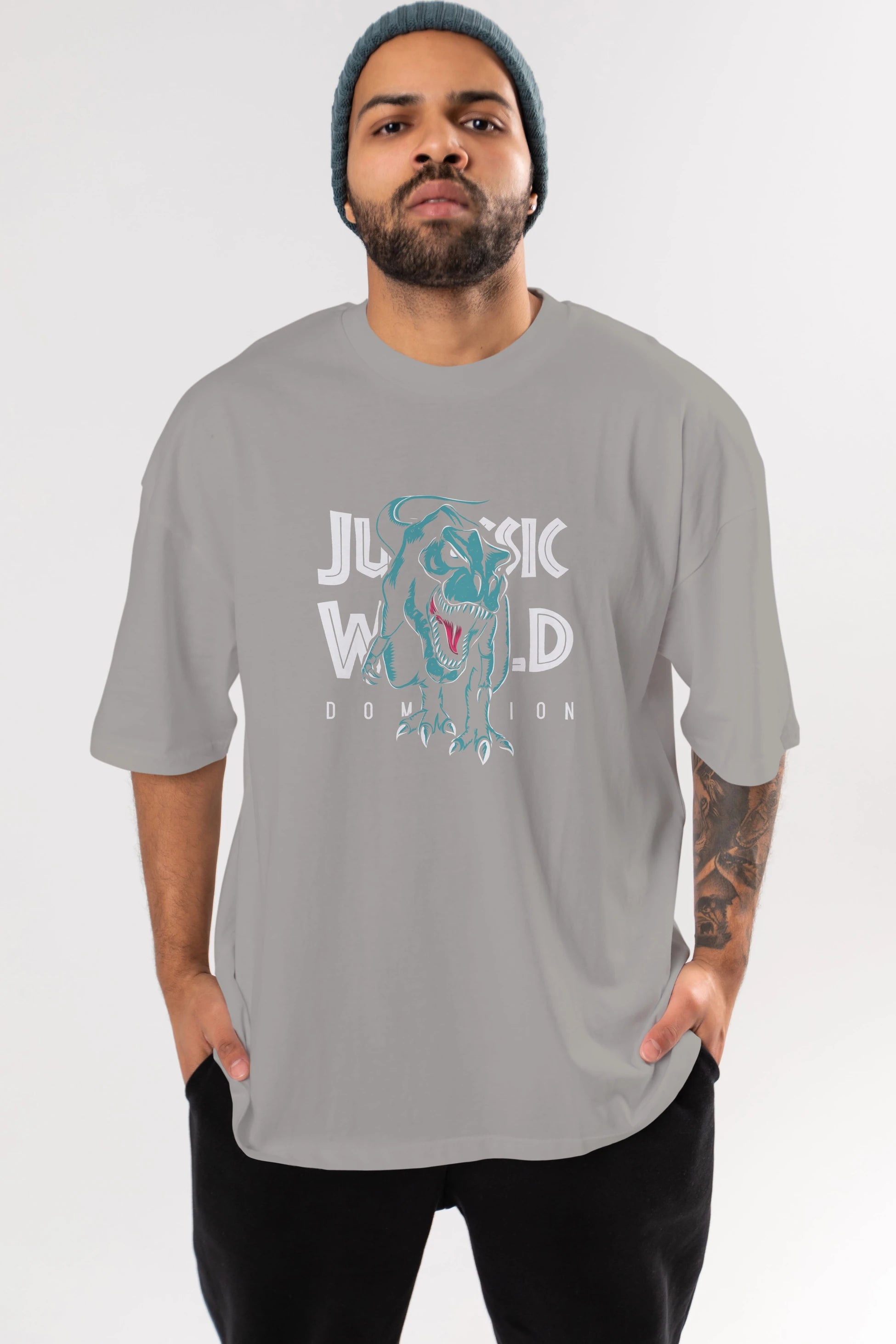 Jurassic Park (1) Ön Baskılı Oversize t-shirt Erkek Kadın Unisex %100 Pamuk Bisiklet Yaka tişort