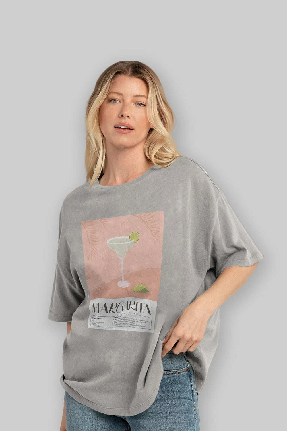 Margarita 5 Ön Baskılı Oversize t-shirt Erkek Kadın Unisex %100 Pamuk Bisiklet Yaka tişort